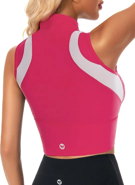 Half-Zip Stand-up Collar Crop Tank