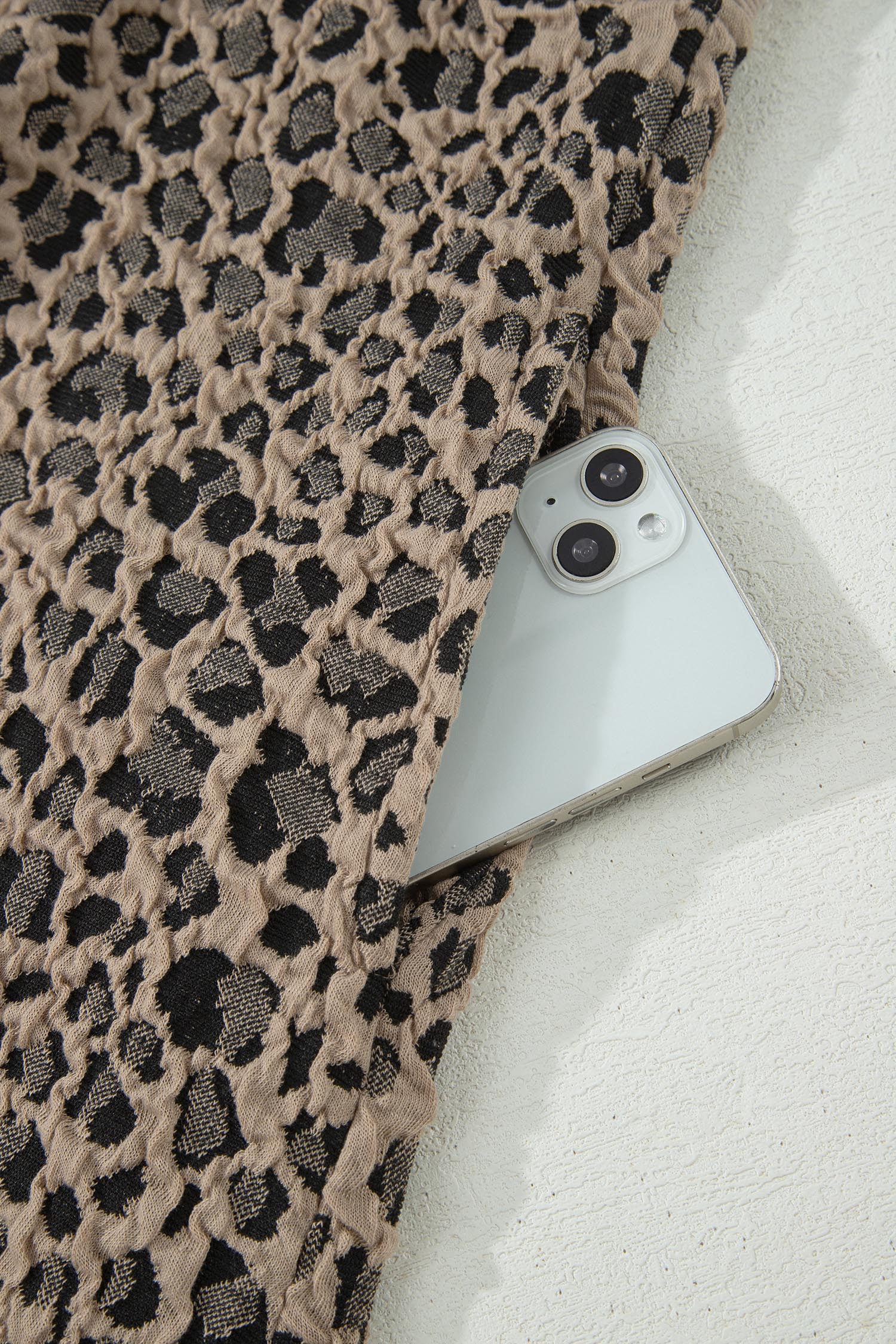 Leopard Textured Sleeveless Mini Dress with Pockets