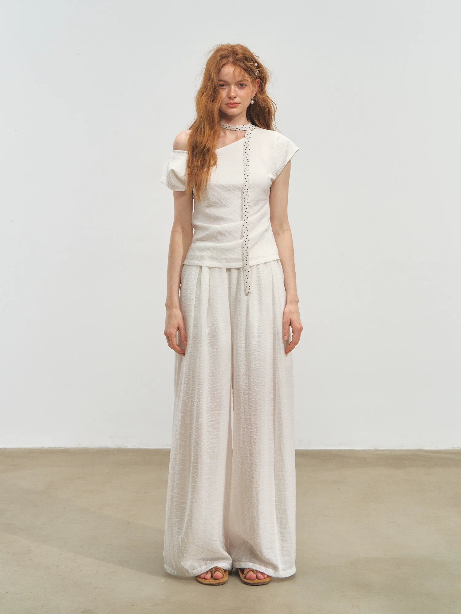 Draped Lazy Asymmetric Shoulder Convertible Top Set