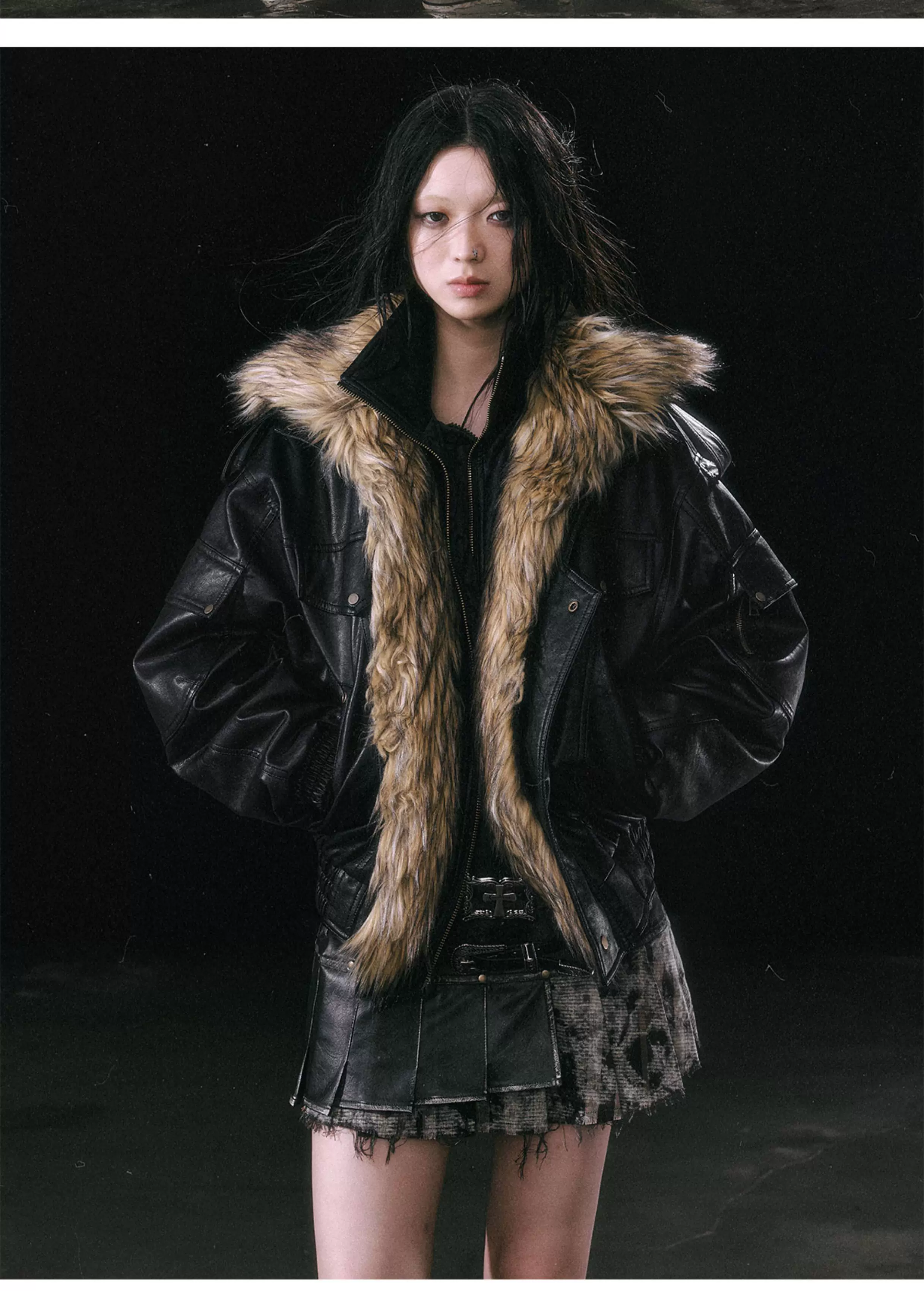 Detachable Fur Collar Flight Jacket