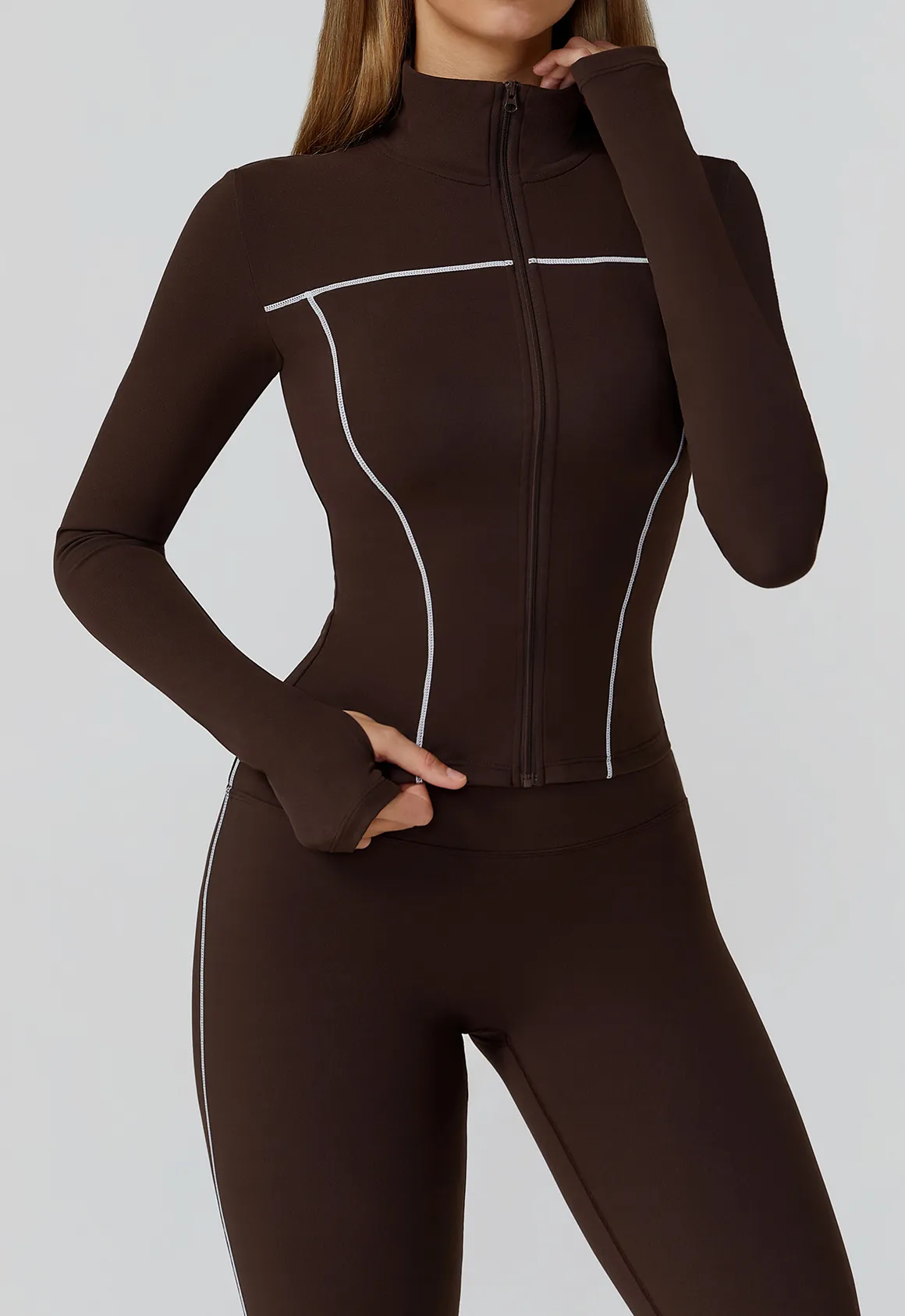 Contrast Color Slim Yoga Jacket