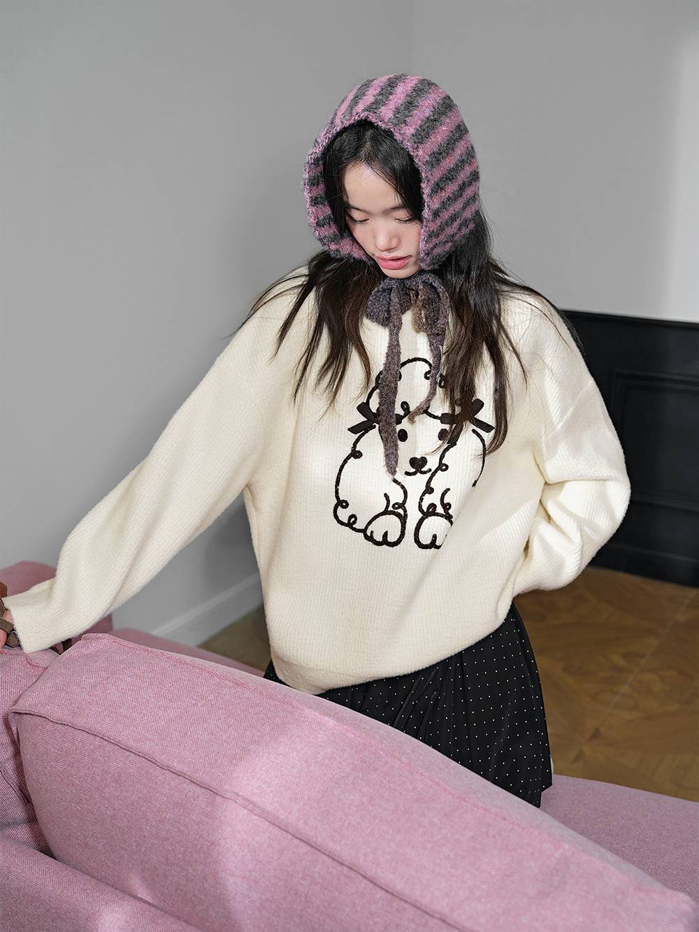 Fluffy Dog Graphic Sweater