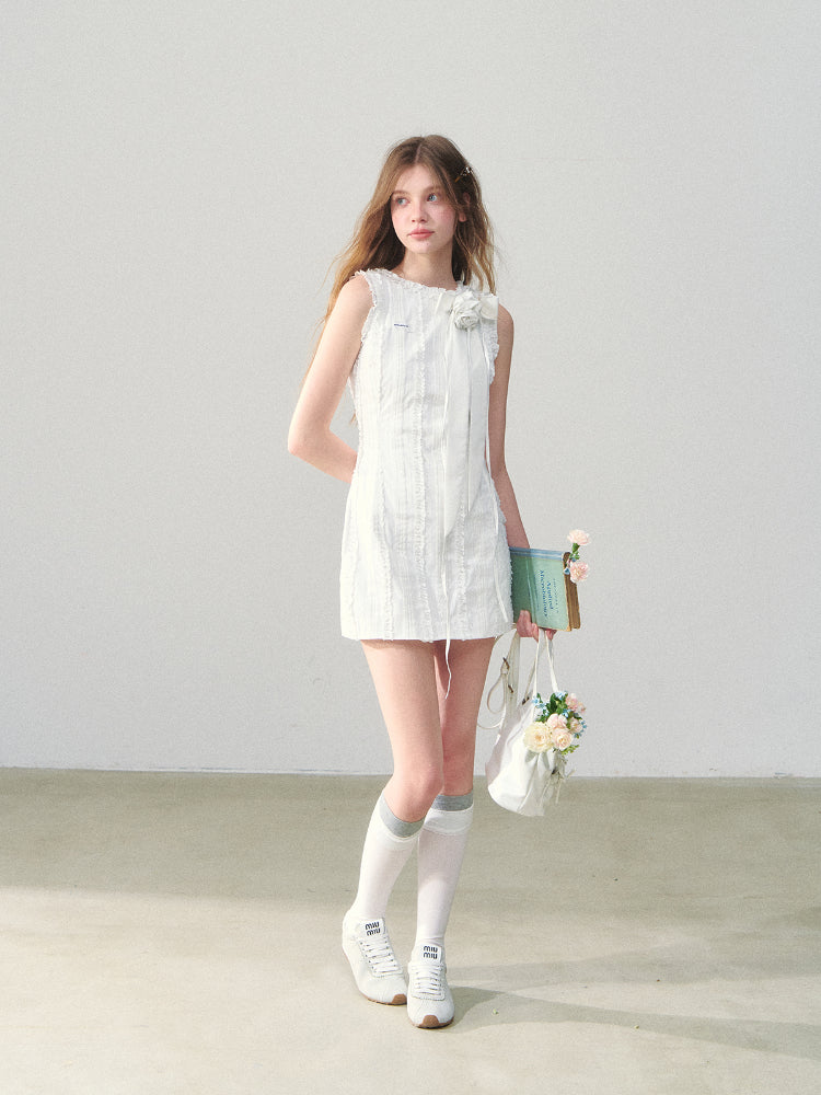 Vertical Striped Lace Dress