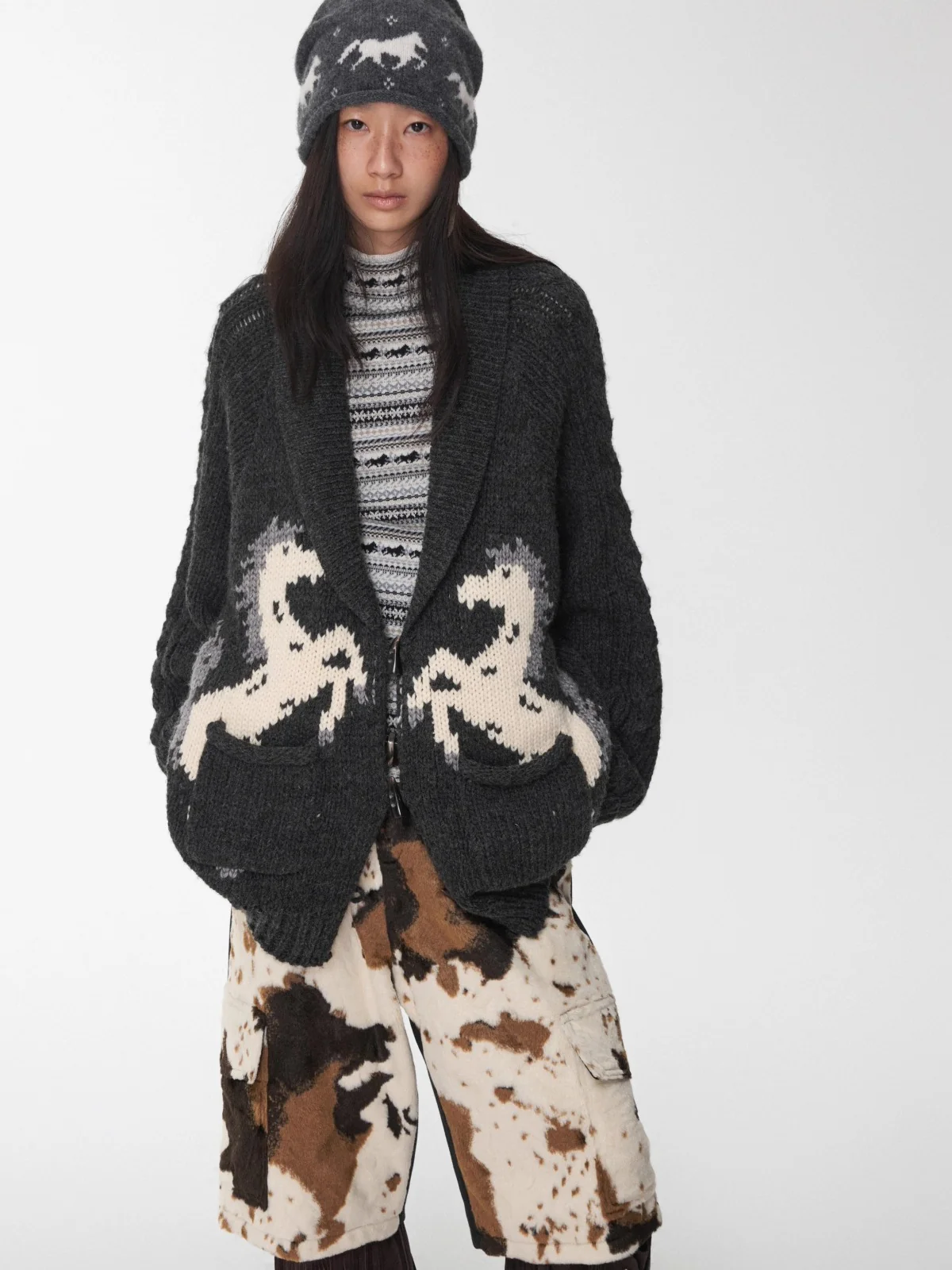 Fair Isle Raglan Knit Turtleneck Sweater