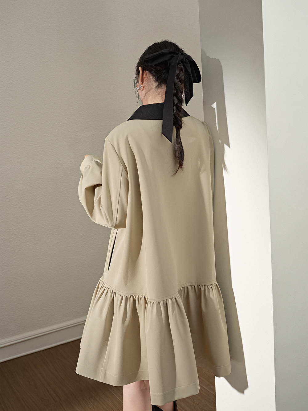 Ruffled Hem Coat