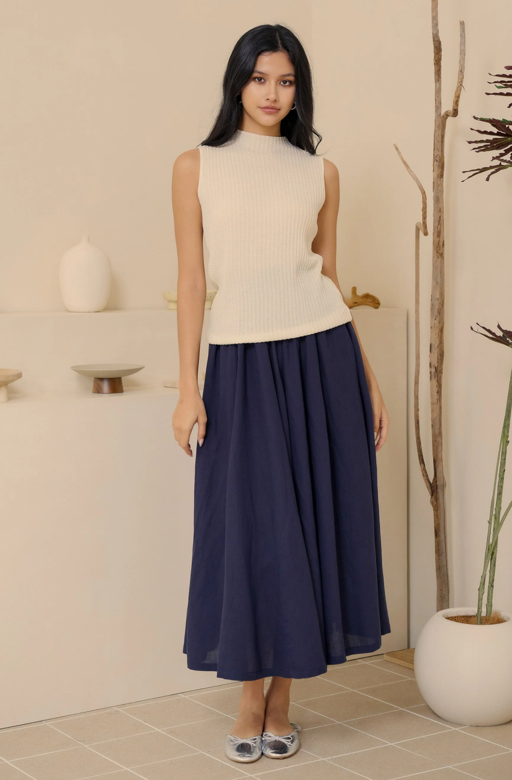 False alarm linen skirt in navy