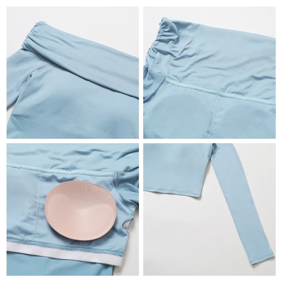 One-shoulder Long Sleeve Yoga Crop Top