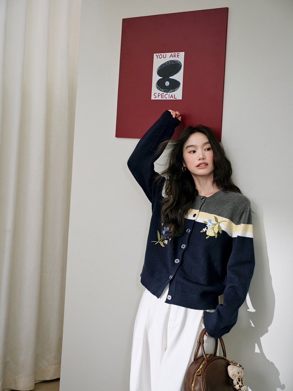 Embroidered Cardigan Sweater