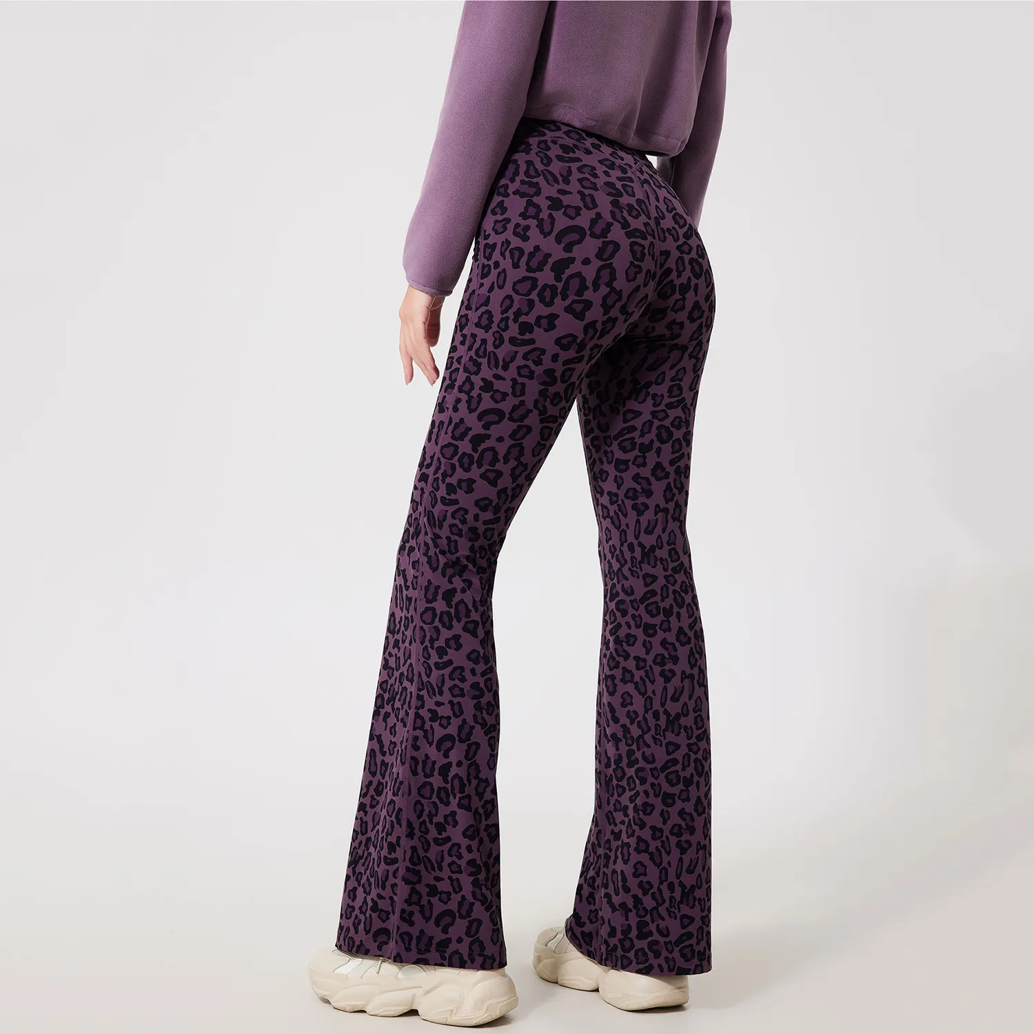 Leopard Fleece Flared Pants