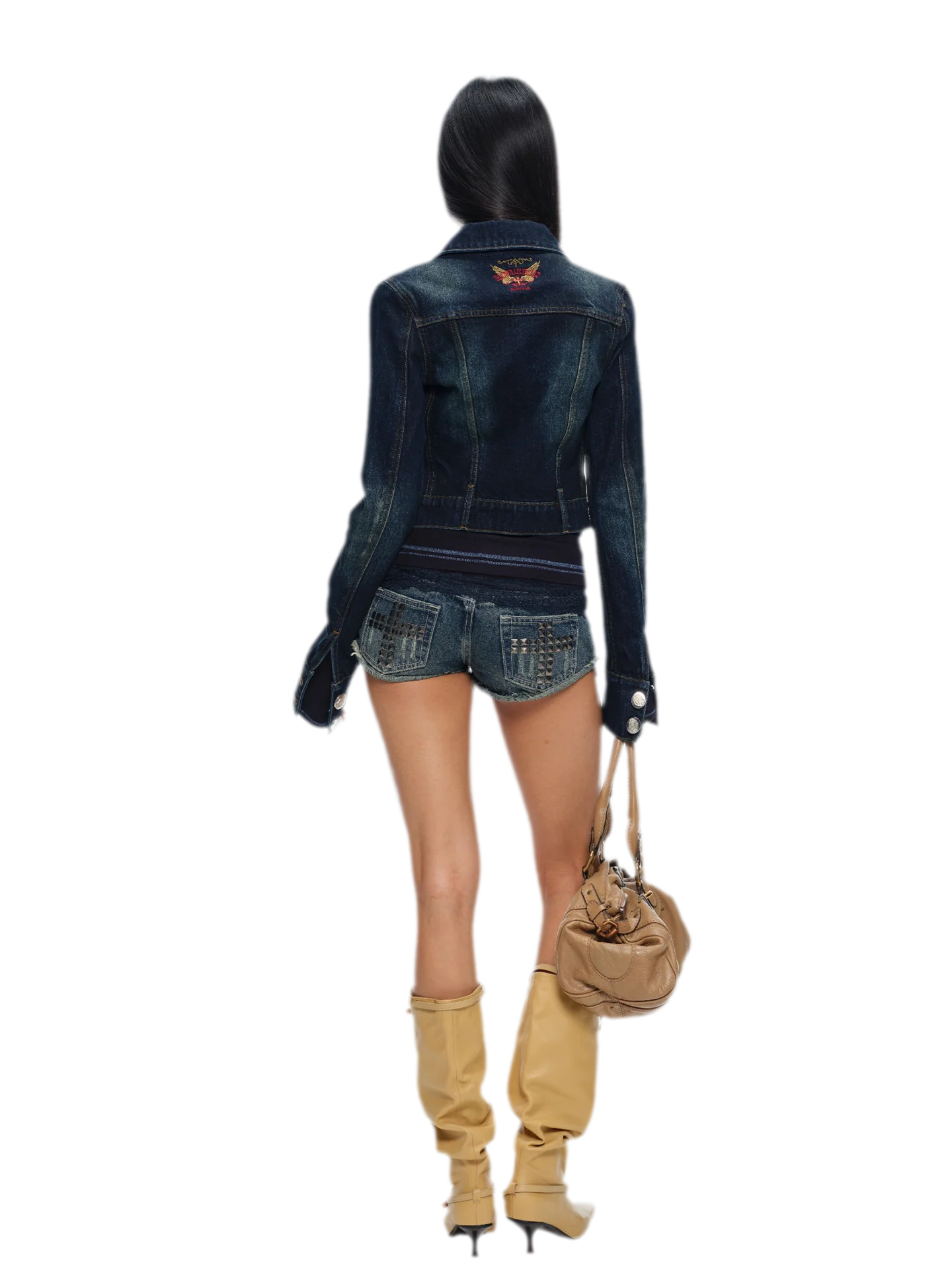 Embroidered Cropped Denim Jacket
