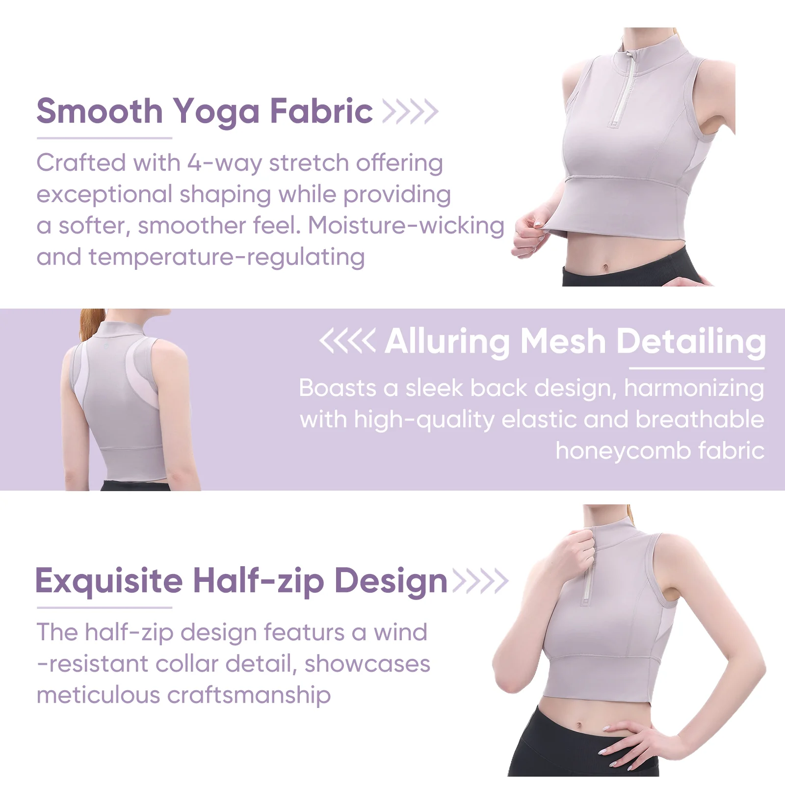 Half-Zip Stand-up Collar Crop Tank