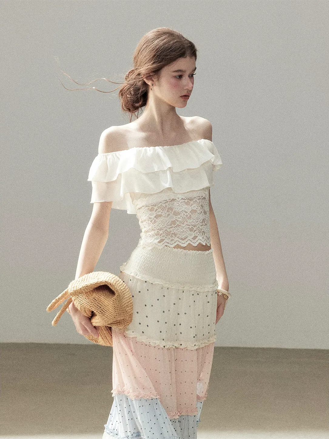 Ruffle Lace Off-Shoulder Top