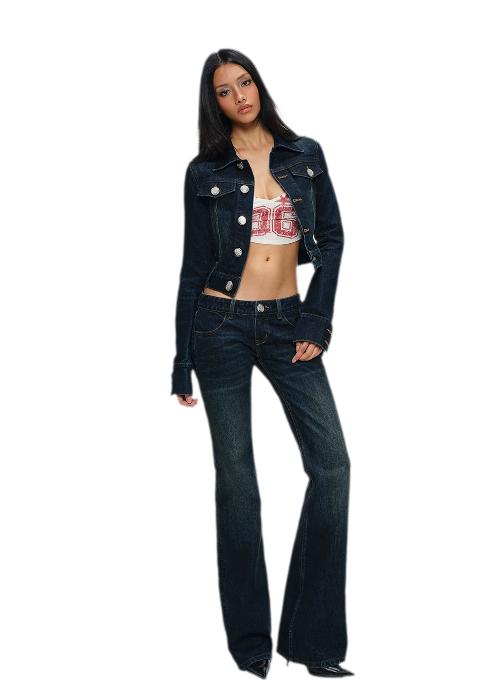 Embroidered Cropped Denim Jacket