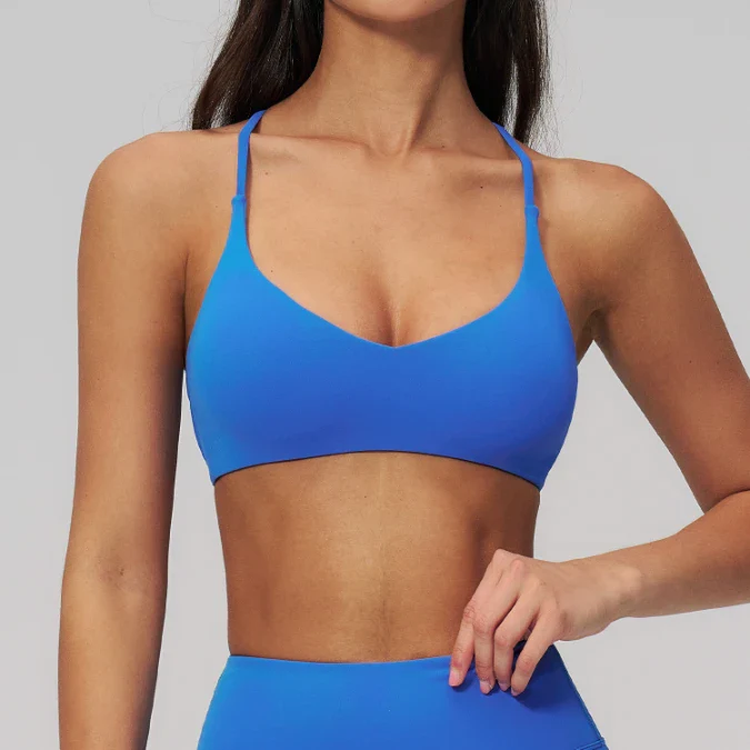 Cross-Back Spaghetti Straps Yoga Fitness Bra