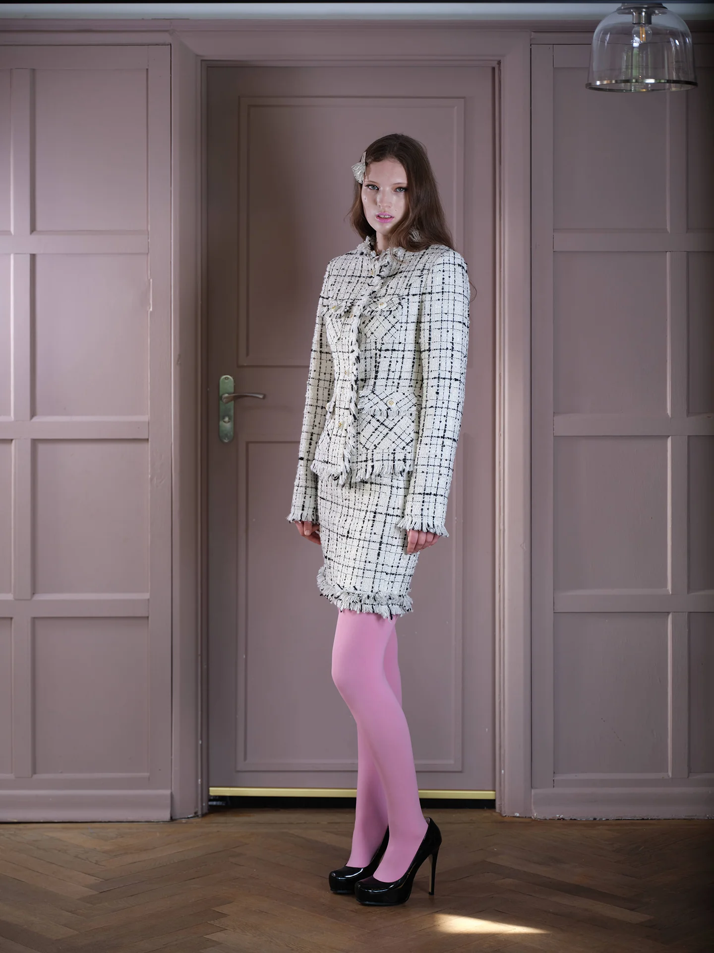 Wool Tweed Jacket Skirt Suit