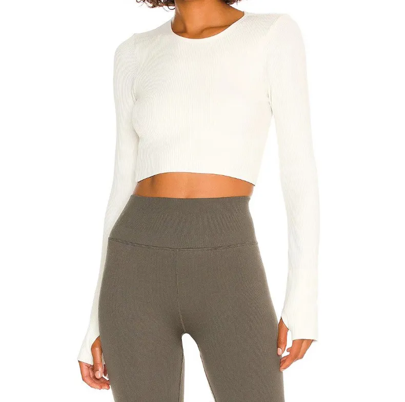 Ribbed Long Sleeve Yoga Tops