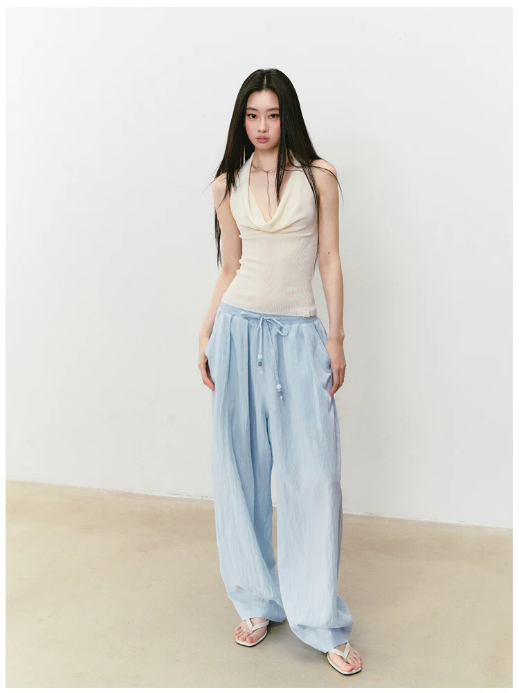 Heavy-duty Knitted Draped Neck Tank Top Set
