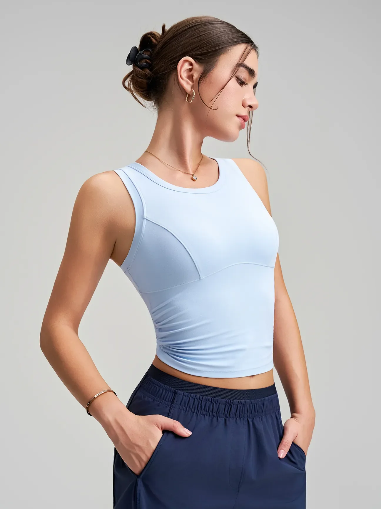 New Style Ruched Waist Slim-fit Yoga Fitness Vest