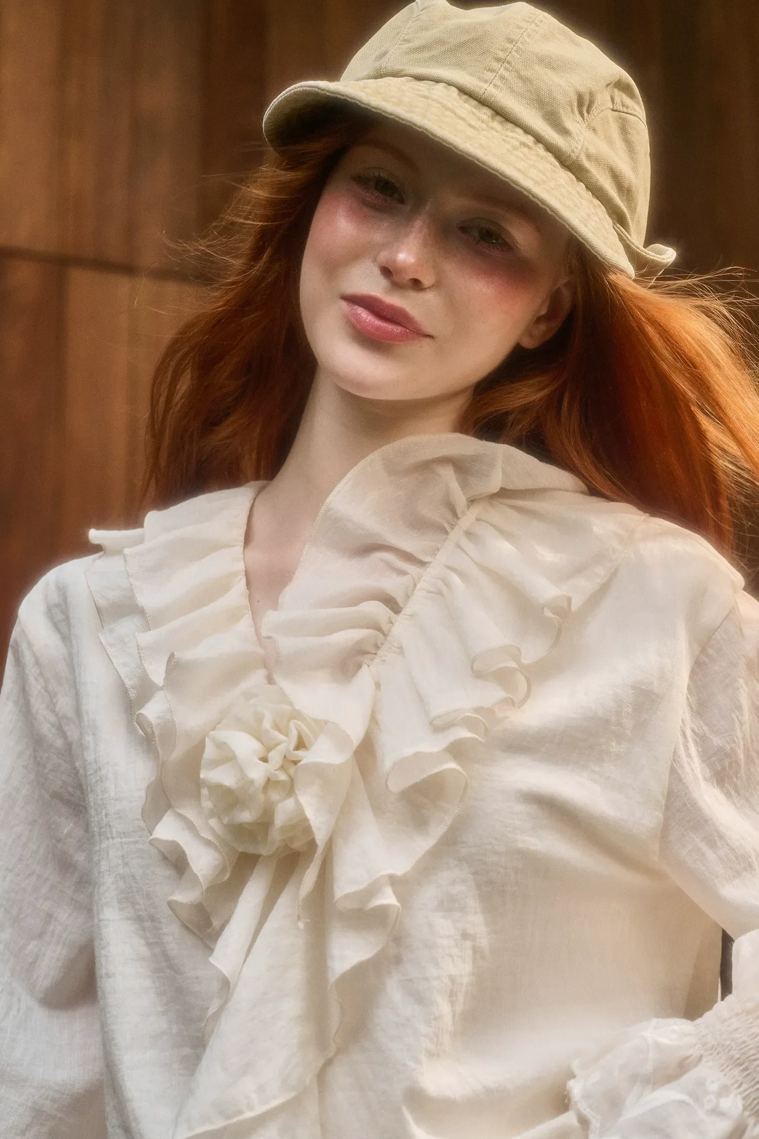 Embroidered Ruffle Blouse Skirt Set