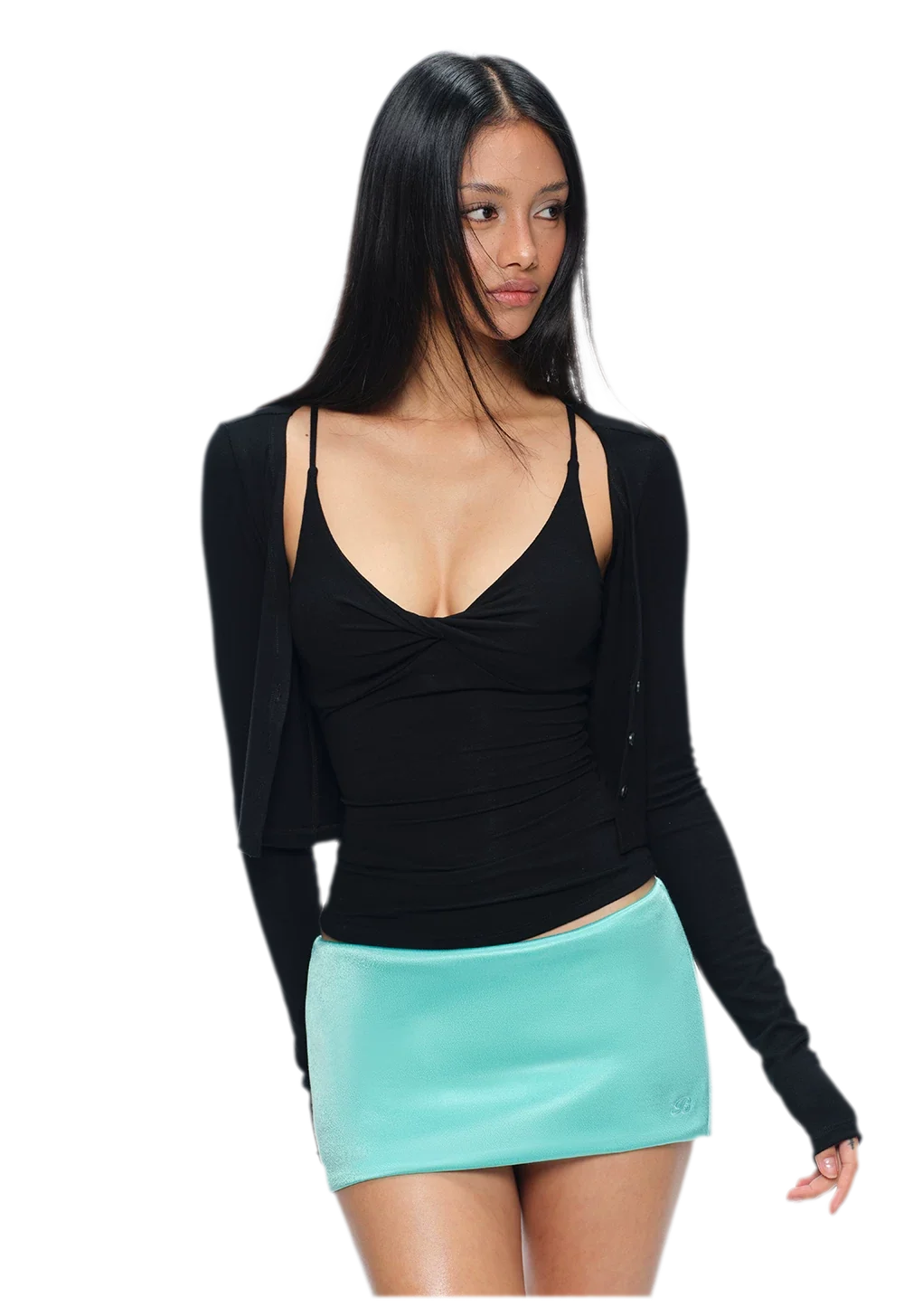 Satin Low-Rise A-Line Skirt