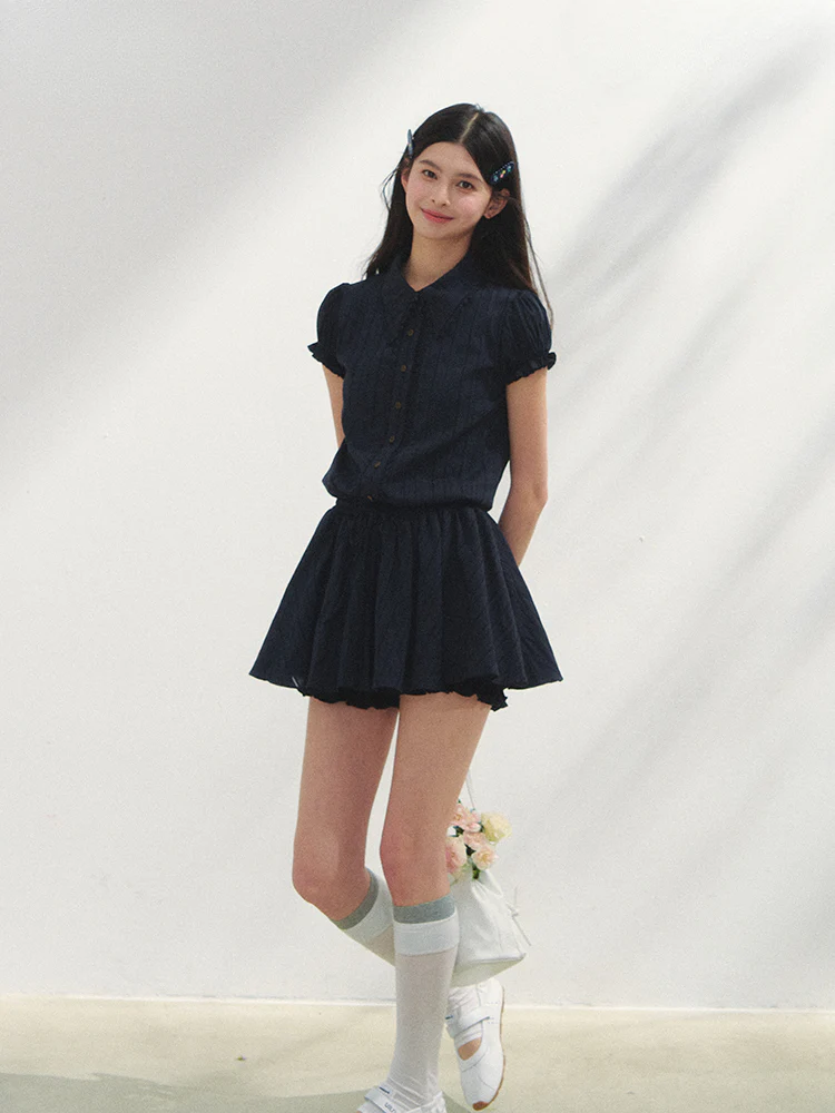 Navy Blue Waist-cinching Dress