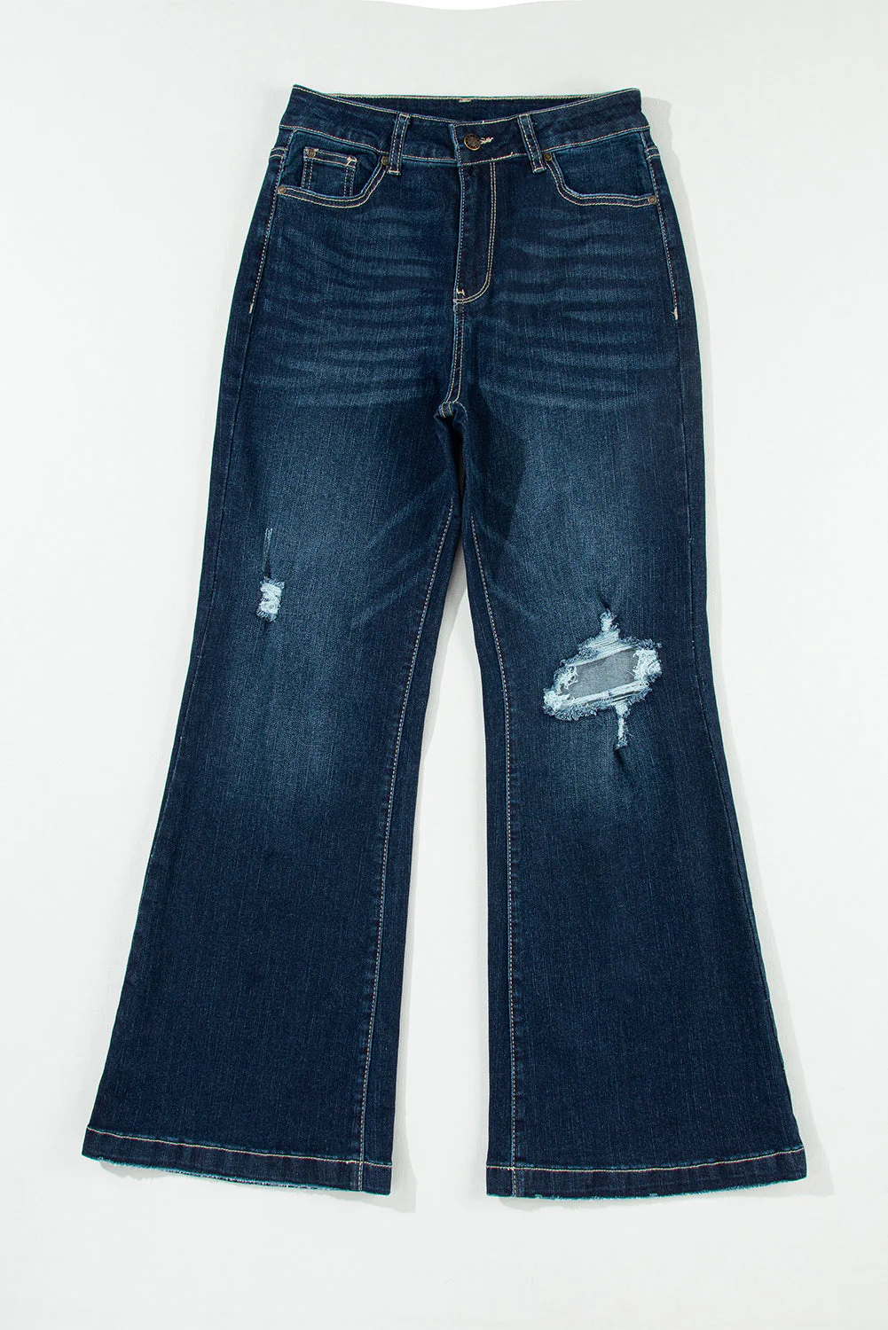 High Rise Ripped Bell Bottom Jeans