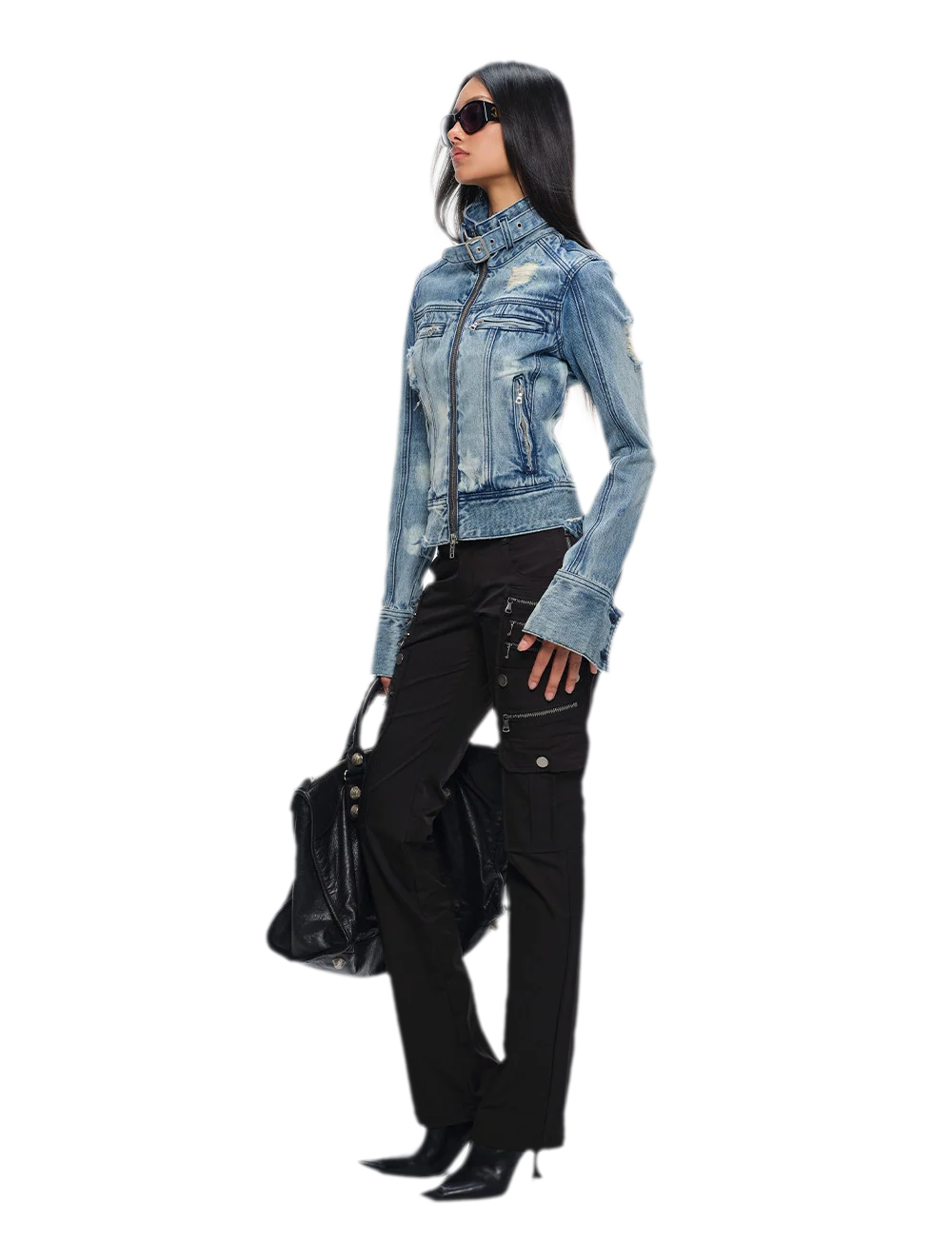 Distressed Cropped Denim Jacket