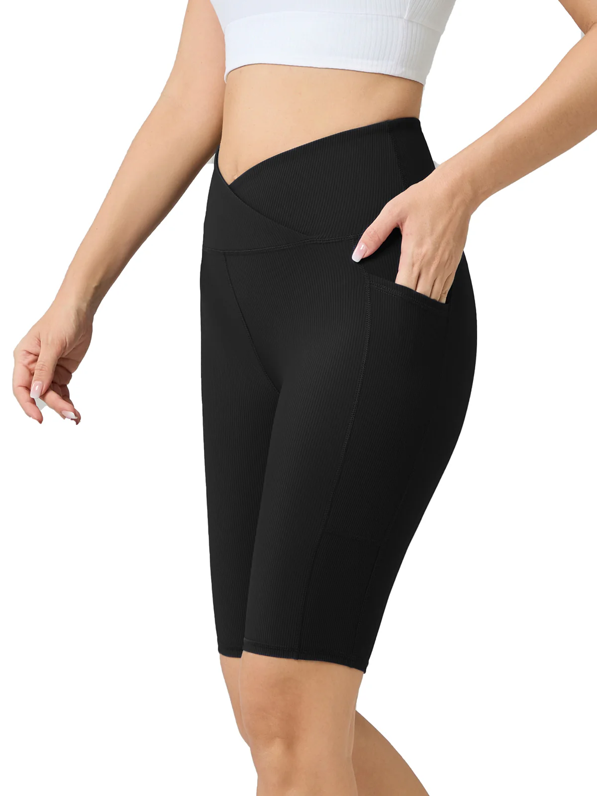 Cross Over High-Waist Athletic Bike Shorts