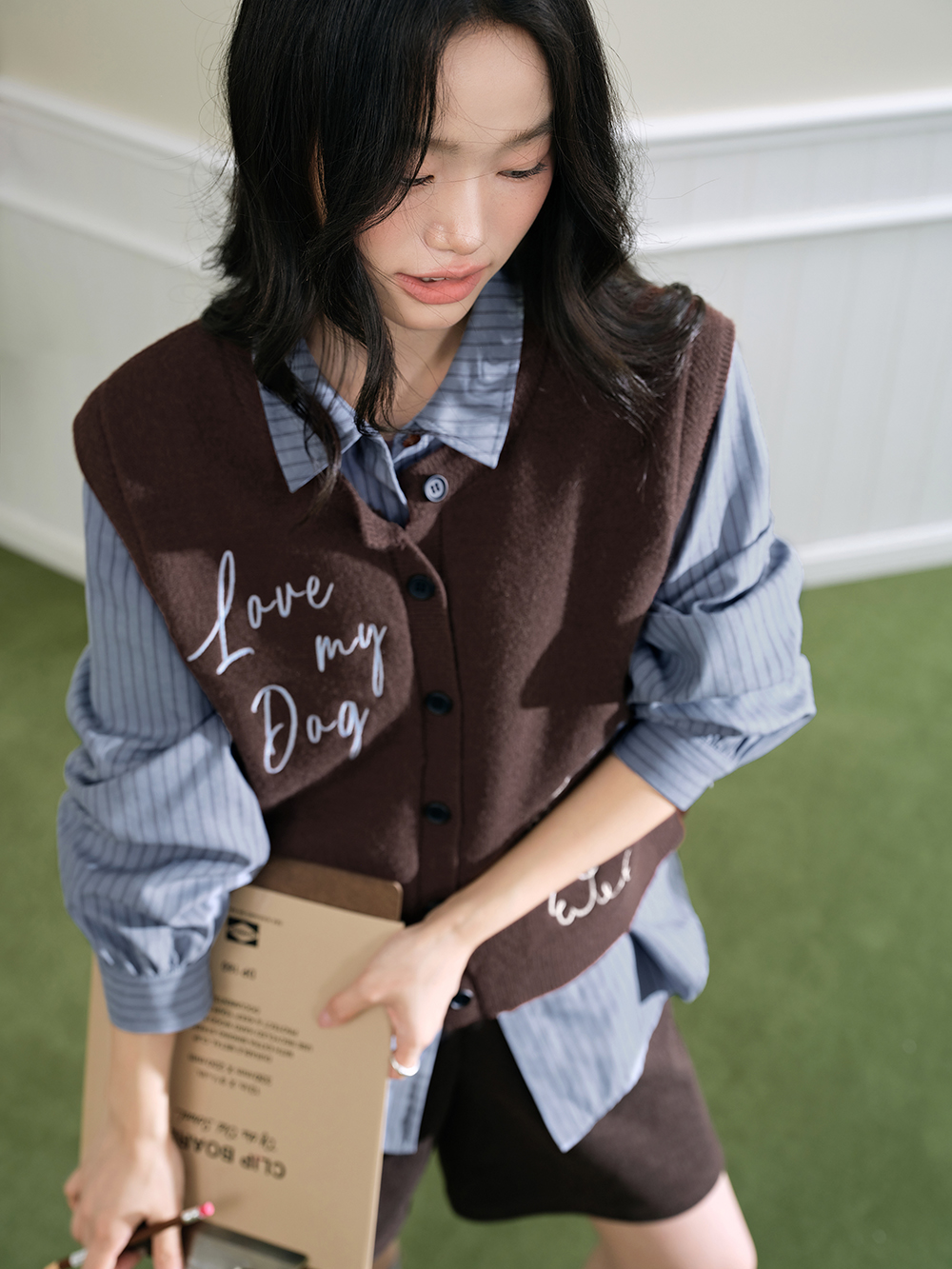 Embroidered Dog Knit Vest