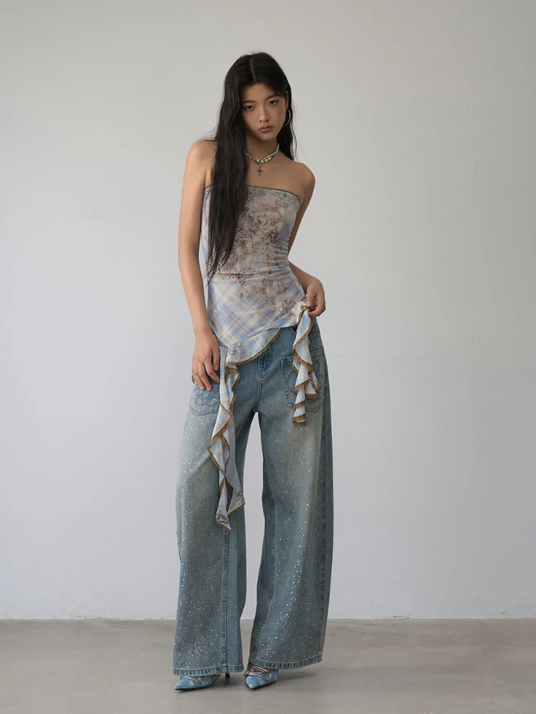 Irregular Print Mesh Bandeau