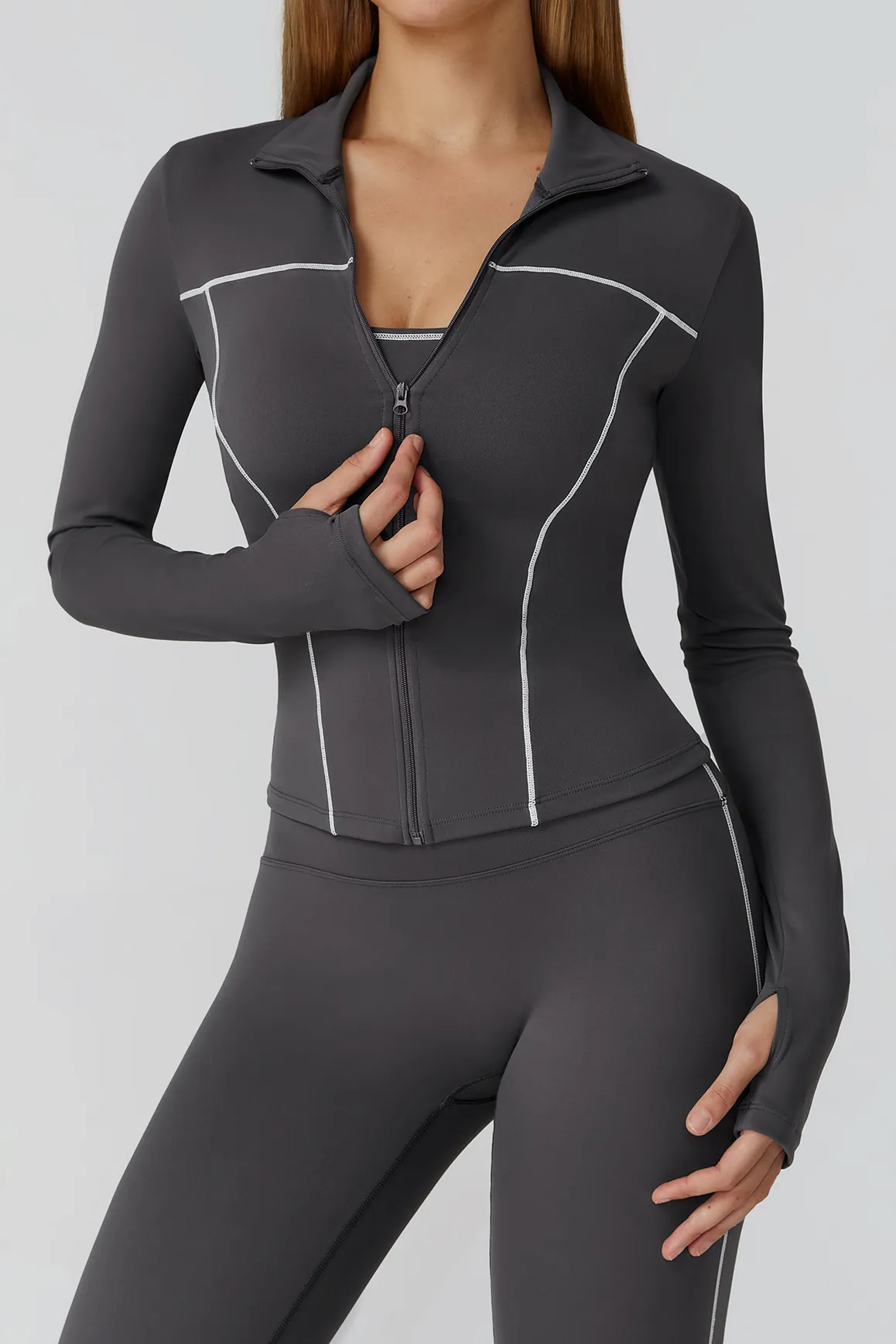 Contrast Color Slim Yoga Jacket