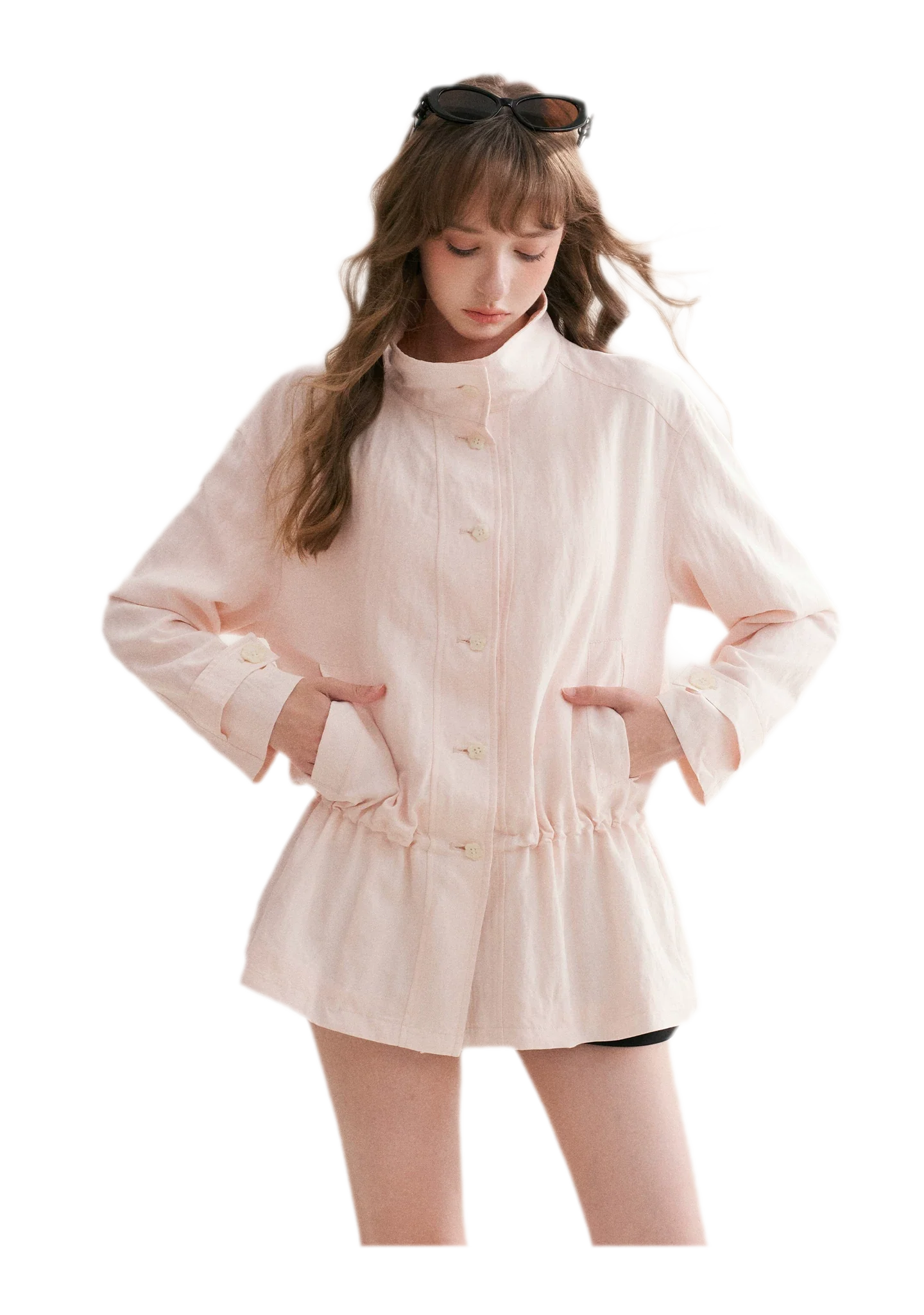 Wrinkled Relaxed Drawstring Coat
