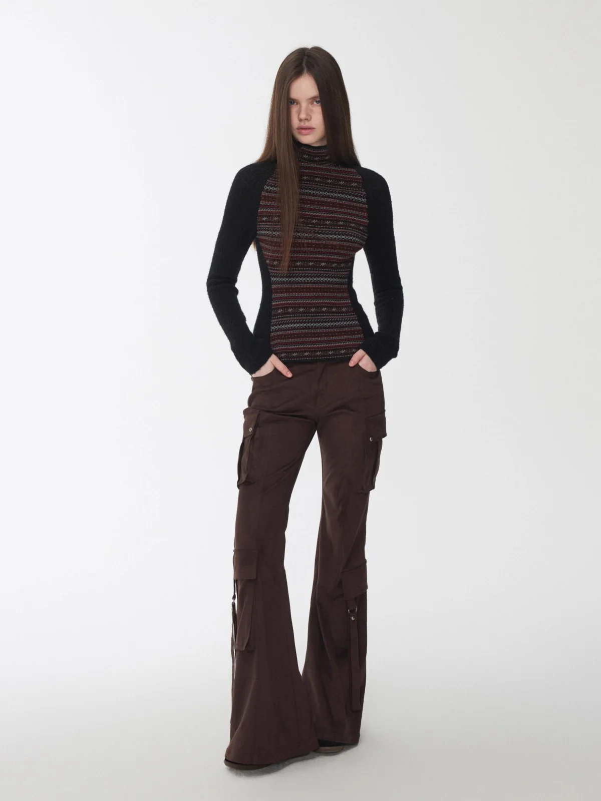 Fair Isle Raglan Knit Turtleneck Sweater