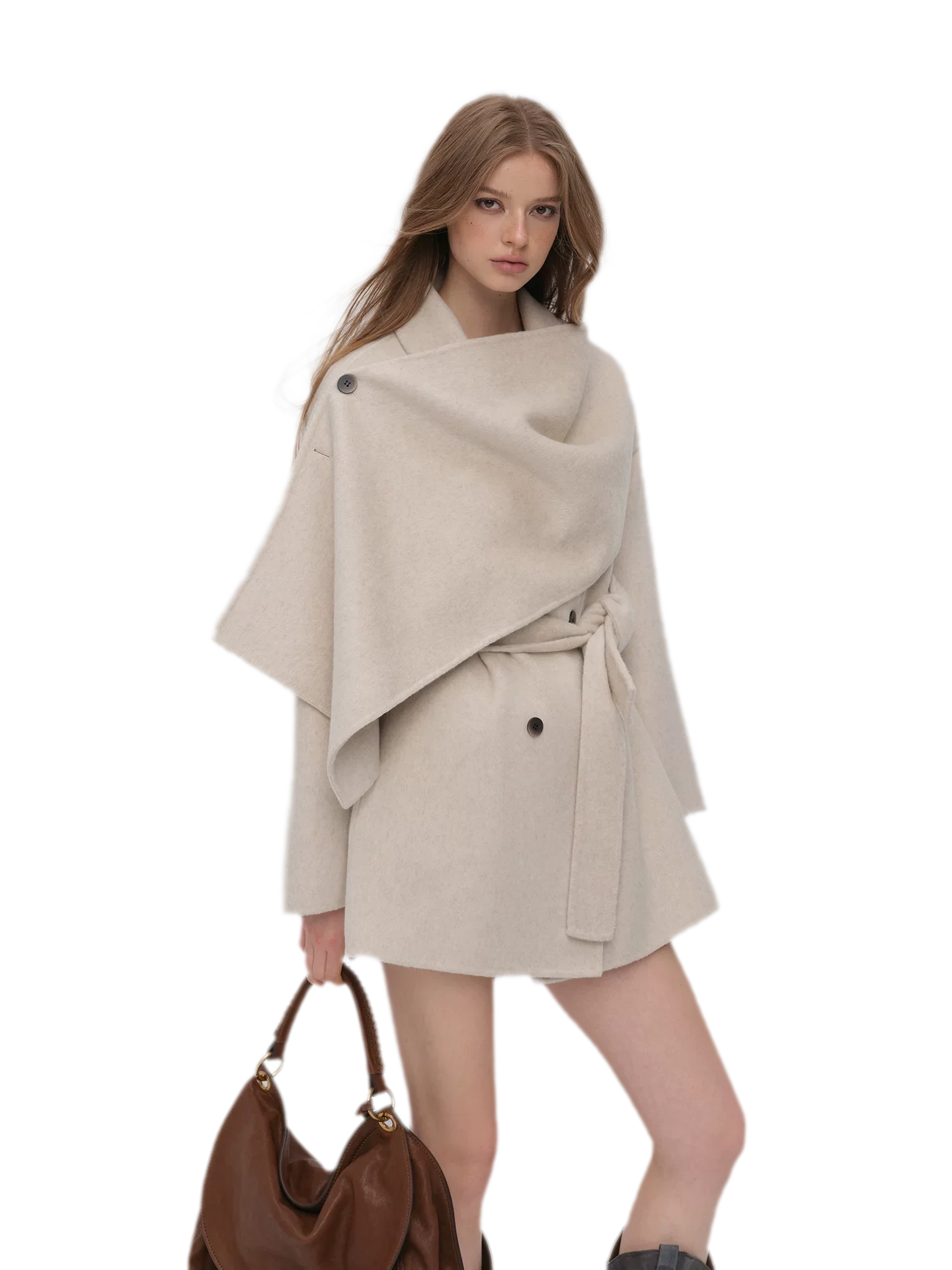Double-Faced Wool Cape Coat