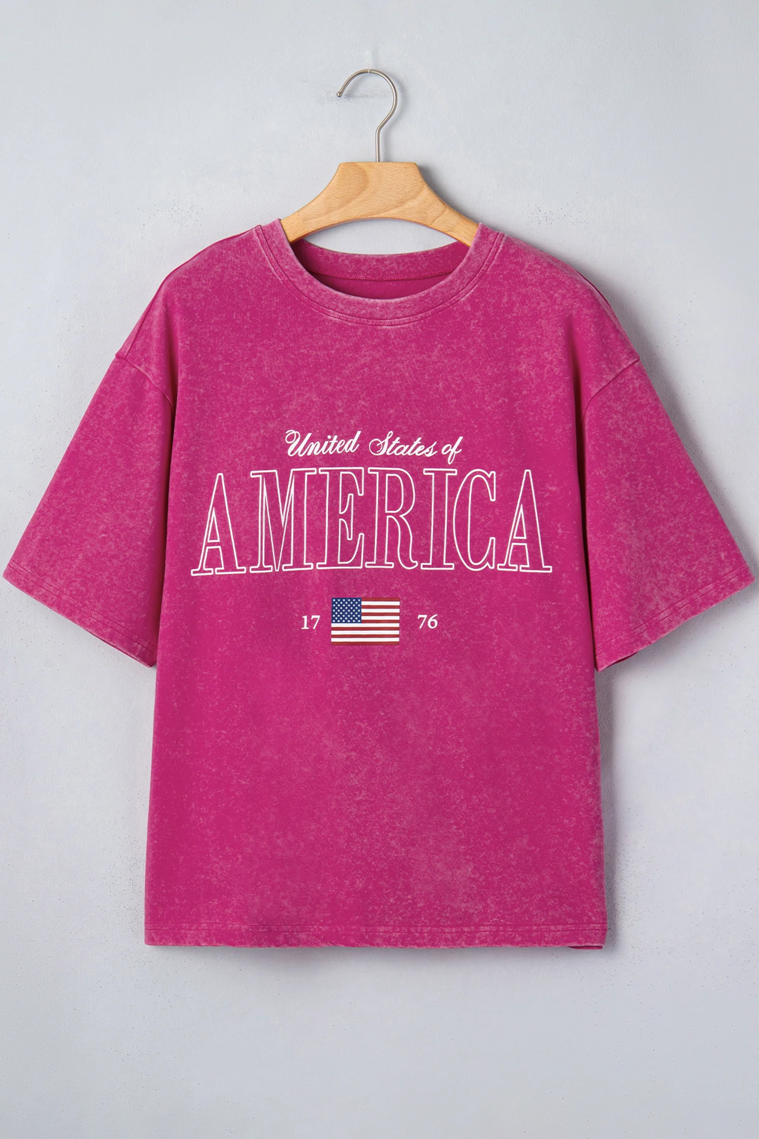 Rose Red AMERICA 1776 Graphic Mineral Wash Cotton Tee