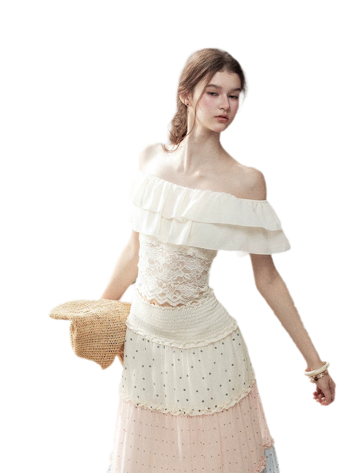 Ruffle Lace Off-Shoulder Top