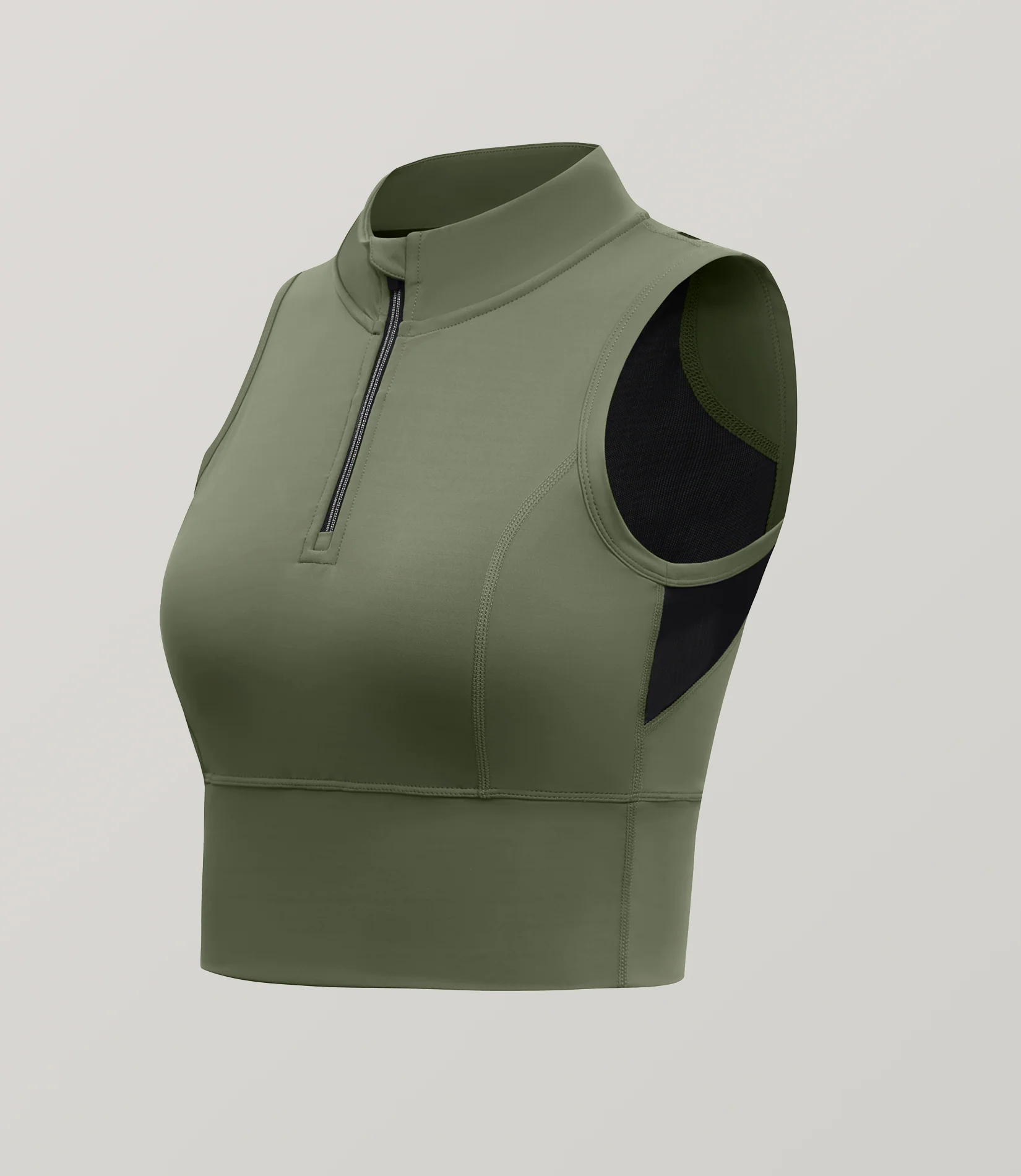 Half-Zip Stand-up Collar Crop Tank