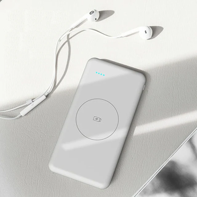 Slim 10000mAh Qi Wireless Charger Power Bank  External Battery