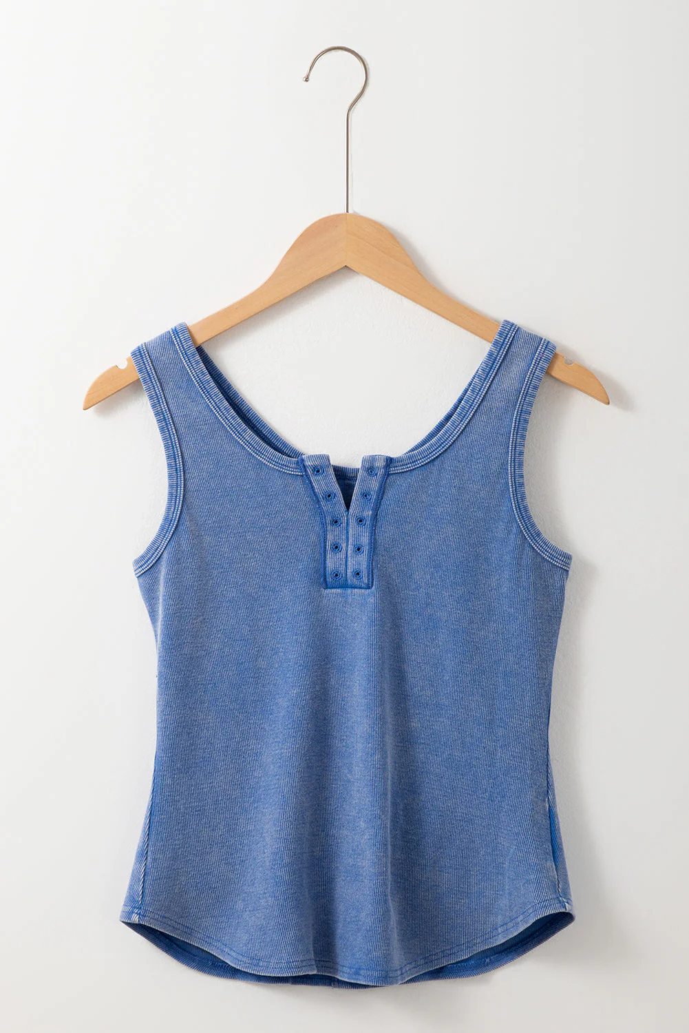 Mineral Wash Ribbed Notch Neck Tank Top