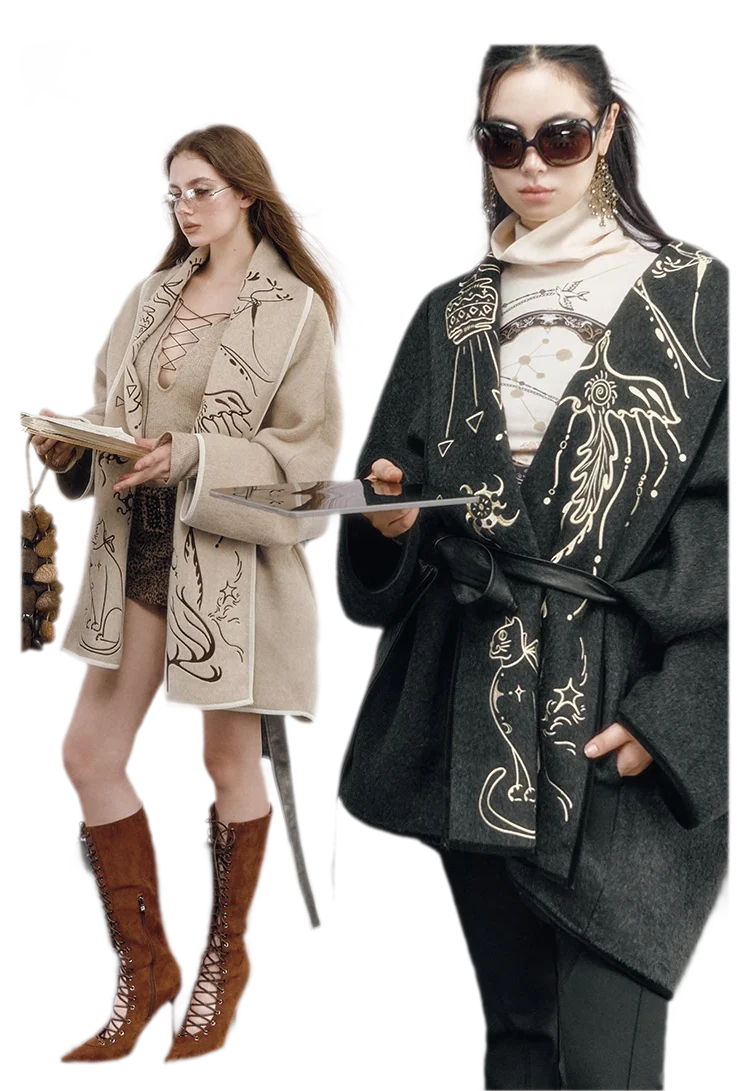 Heavy Embroidered Double-Sided Coat