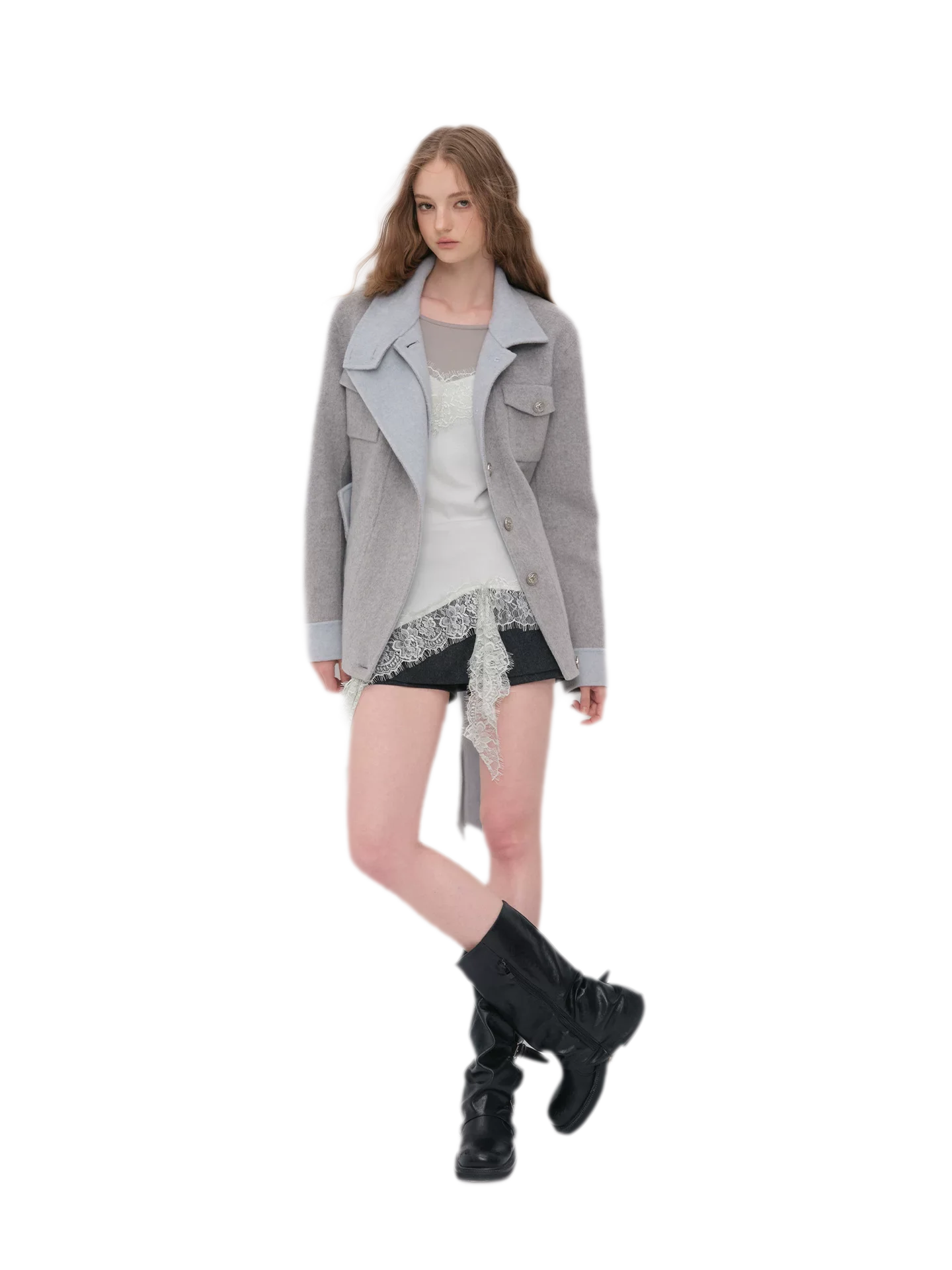 Heavyweight Contrast Wool Coat
