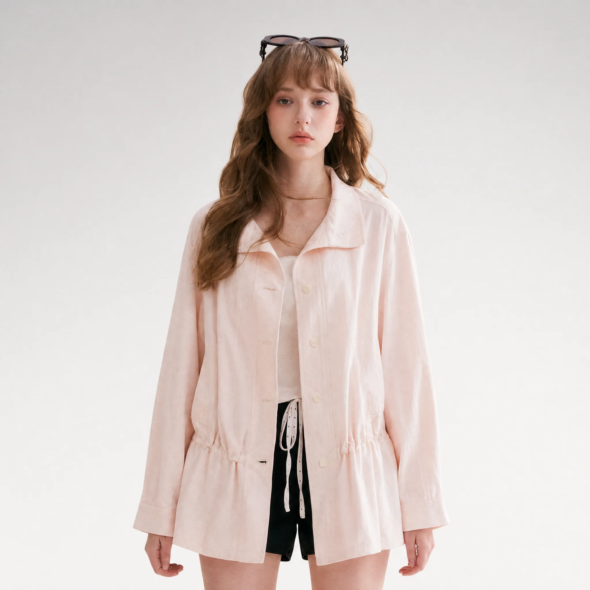 Wrinkled Relaxed Drawstring Coat