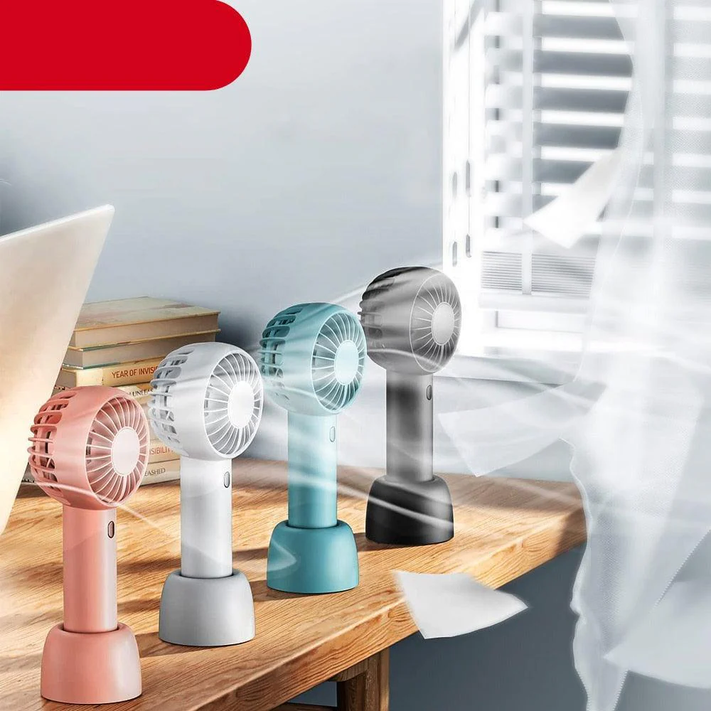 Portable Fan Mini Handheld Fan USB Rechargeable 3 Speed Personal Handheld Small Pocket Fan with Base for Indoor Outdoor Handheld Fan Mini Portable Fan Rechargeable Battery Fan Cute Design 3 Speed Dual Motors Personal Small Desk Fan with Base