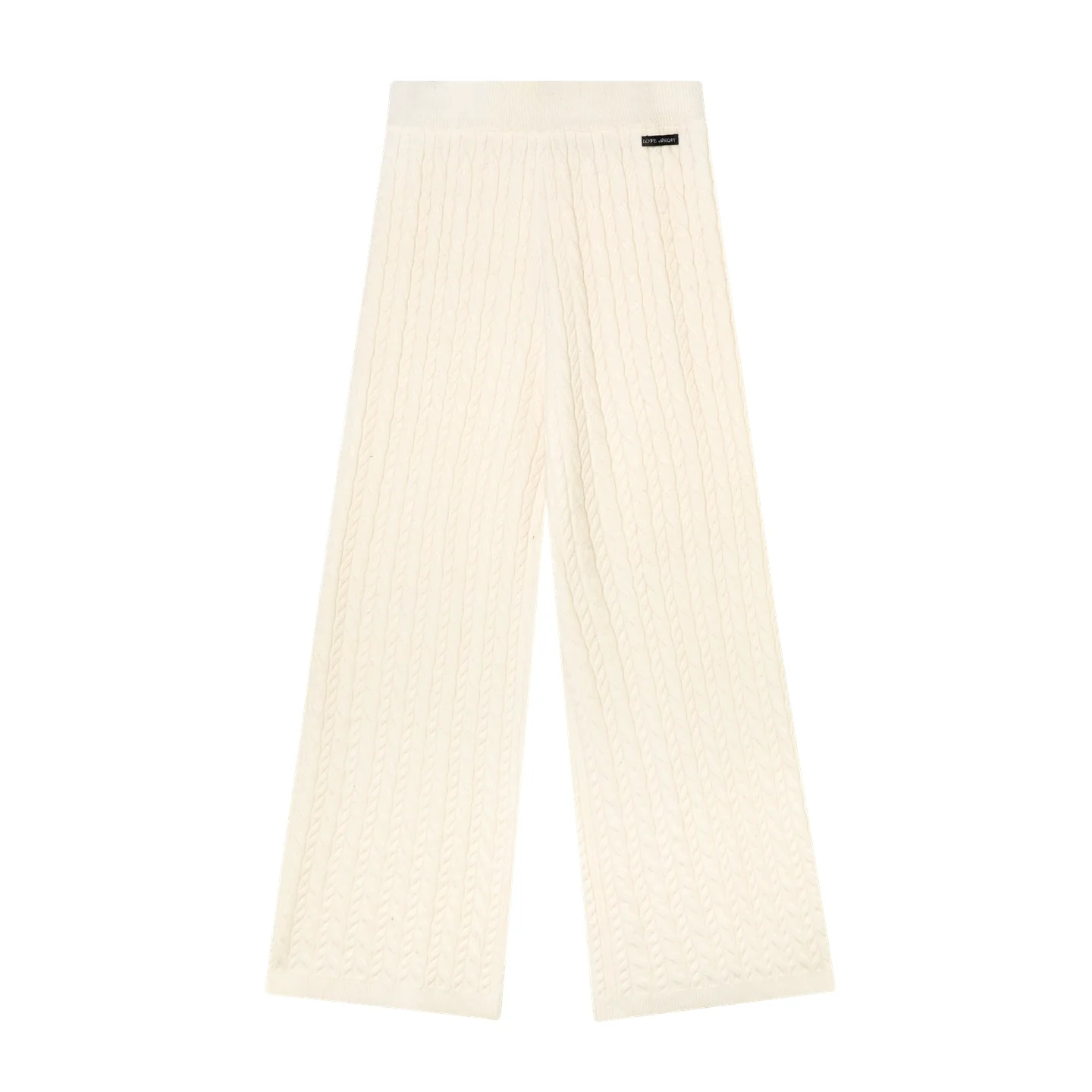 Wool Blend Cable Knit Hoodie & Wide-Leg Pants Set