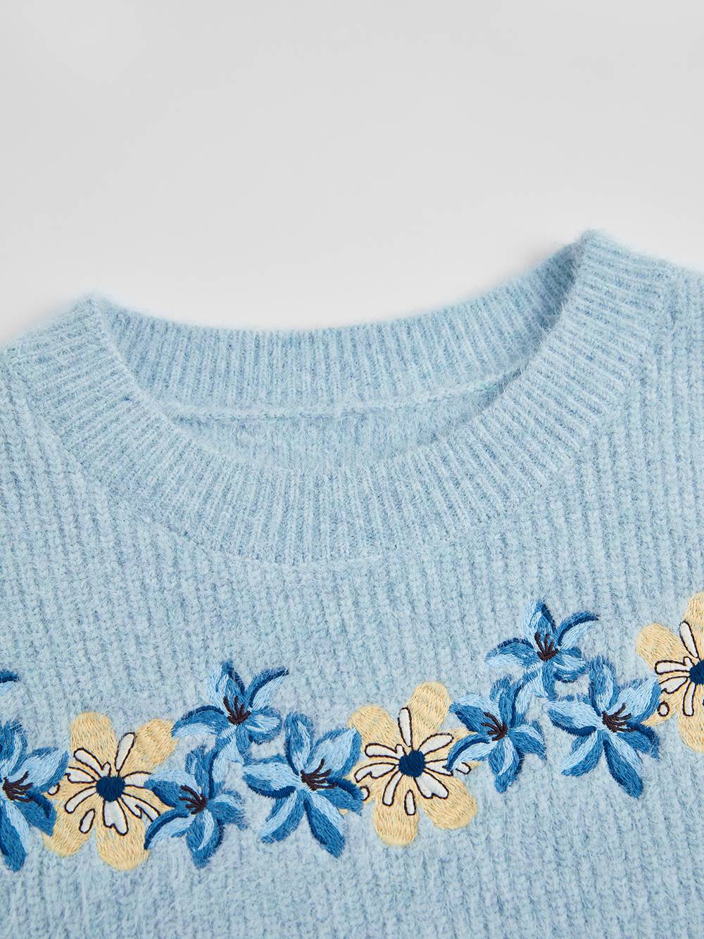 Embroidered Crew Neck Sweater