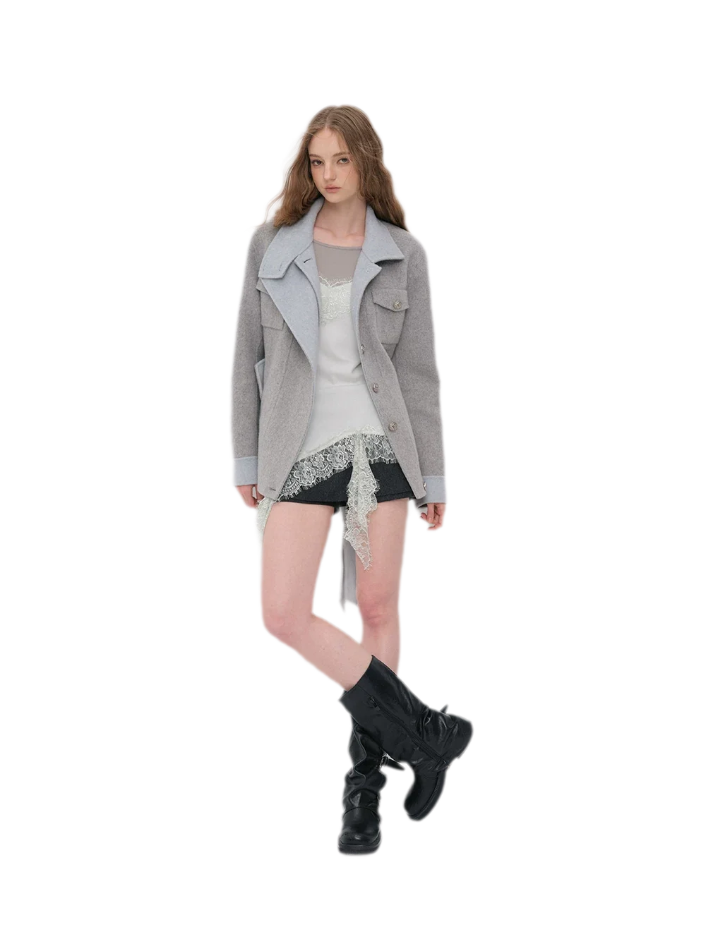 Heavyweight Contrast Wool Coat