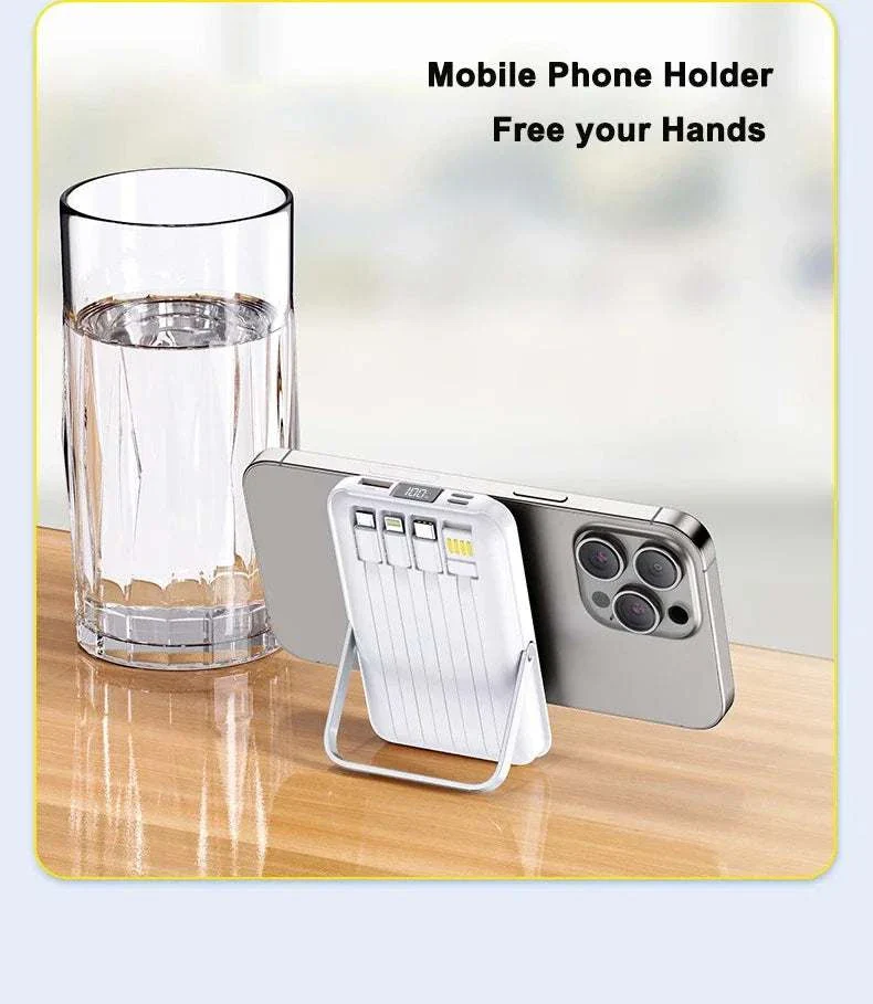 MagStream Pro 30000mAh Magnetic Power Bank with Built-in Cables & Stand