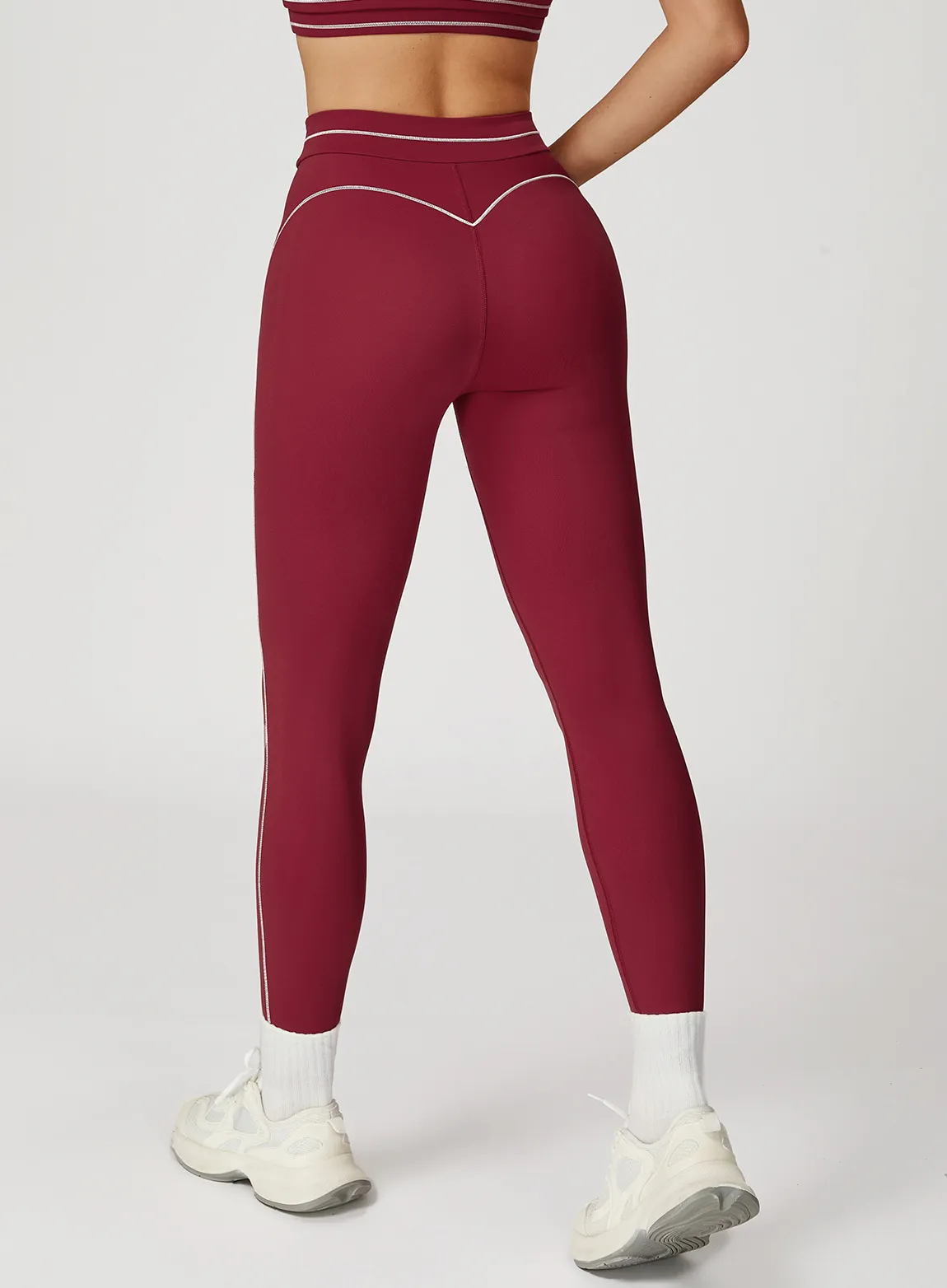 Contrast Color Sanded Folded High Waist Leggings