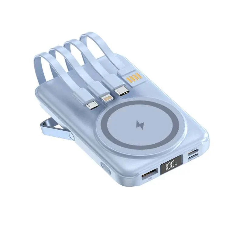 MagStream Pro 30000mAh Magnetic Power Bank with Built-in Cables & Stand