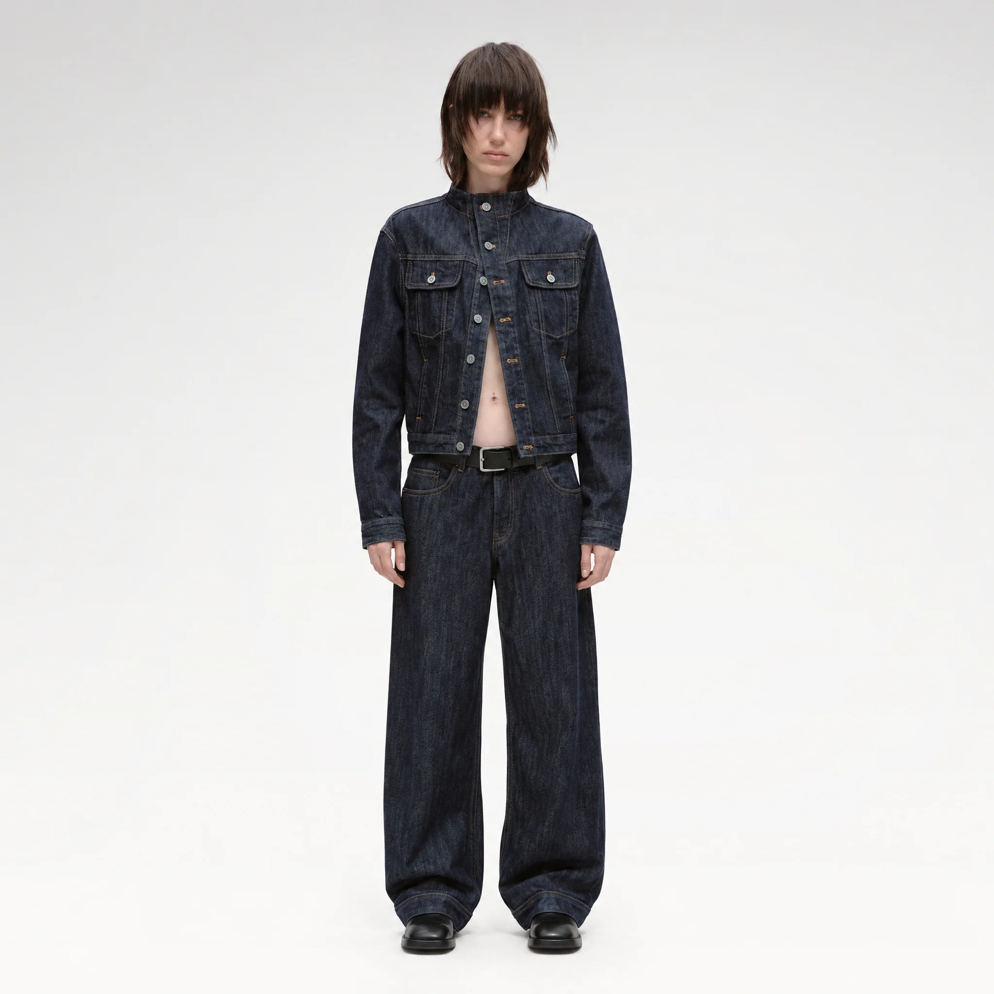 Redline Cropped Raw Denim Jacket